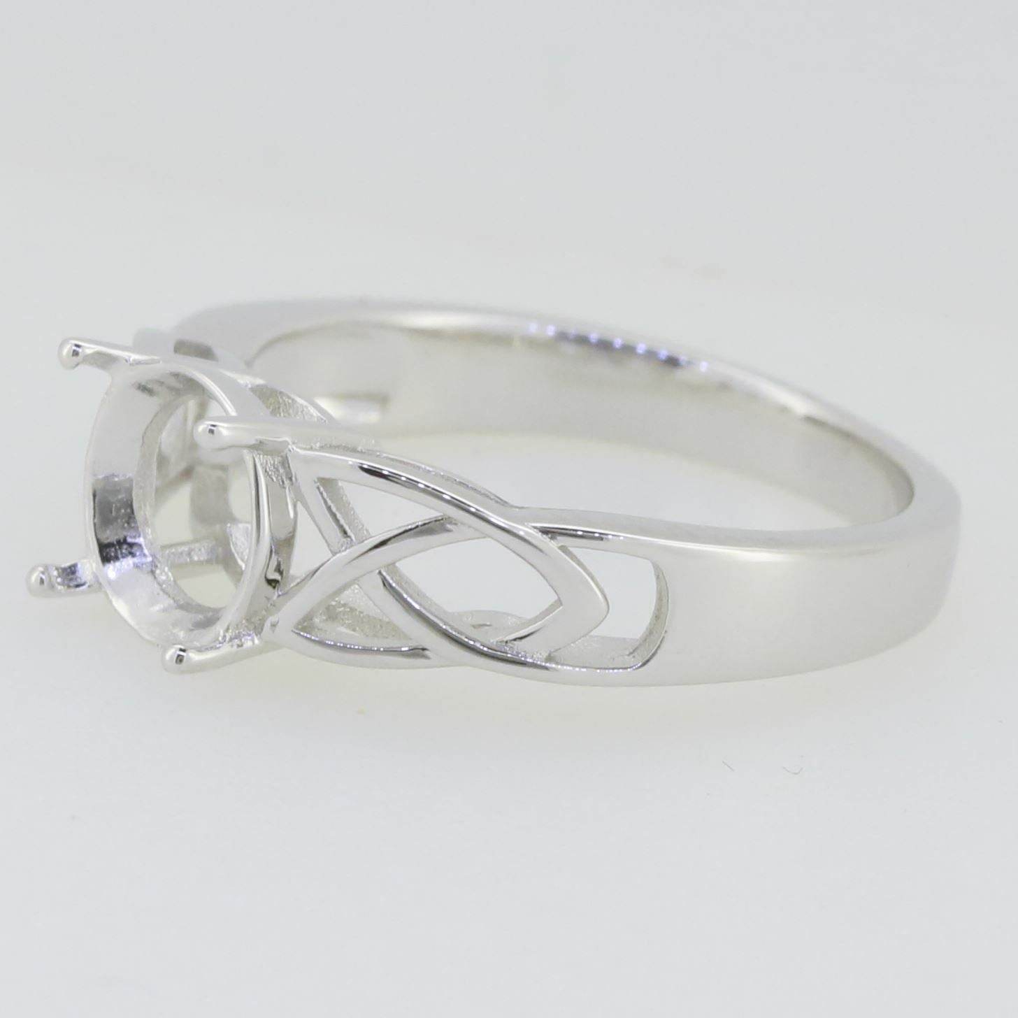Sterling Silver Semi Mount Ring Setting Round RD 8x8mm White Topaz