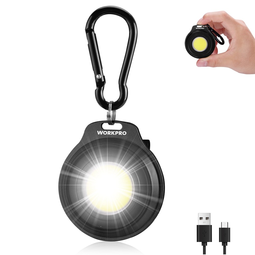 WORKPRO Rechargeable Magnetic COB LED Keychain Work Light Flashlight w/Hat Clip