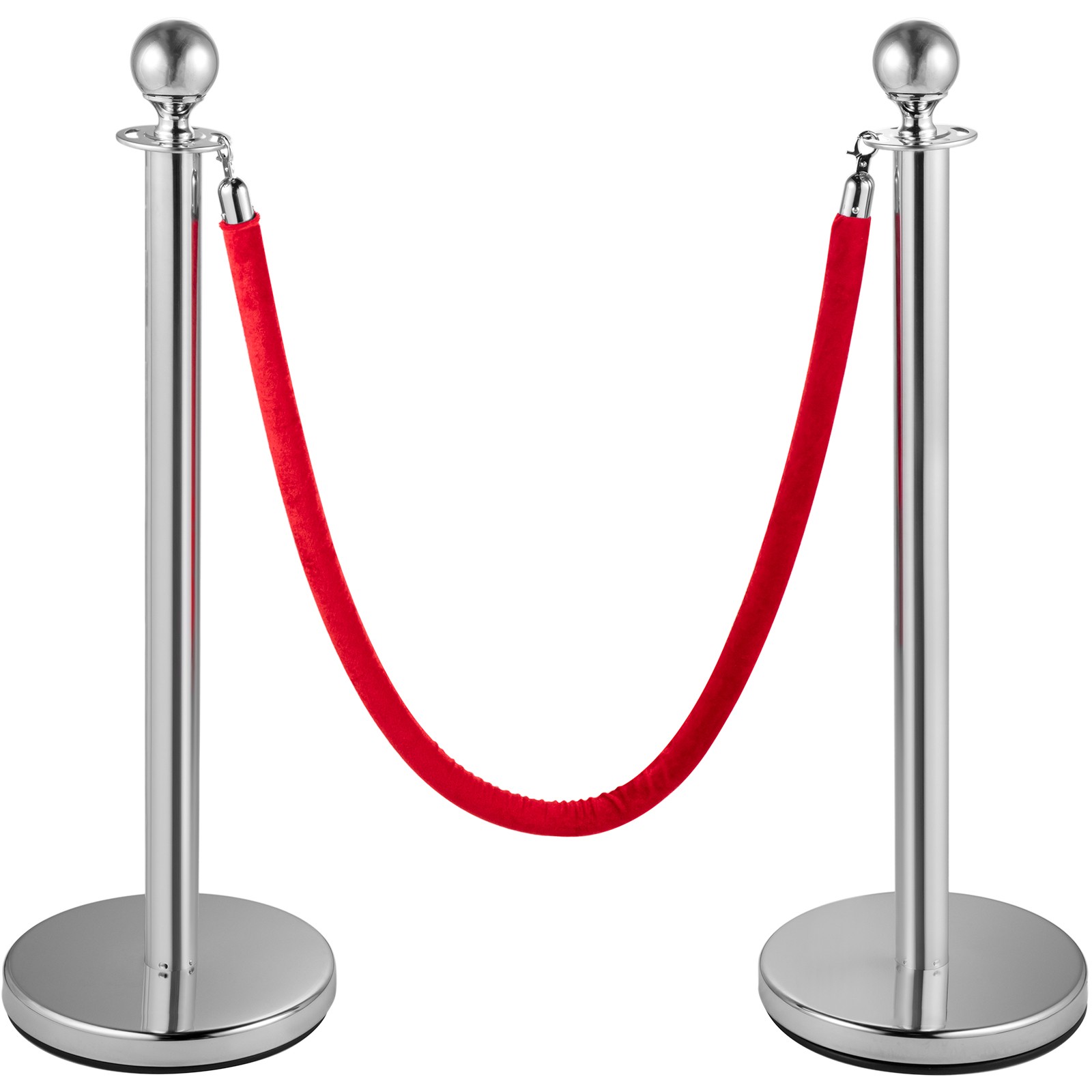 Uimoso 6PCS Silver Stanchion Posts Queue Crowd Control Barrier 3 Velvet Ropes