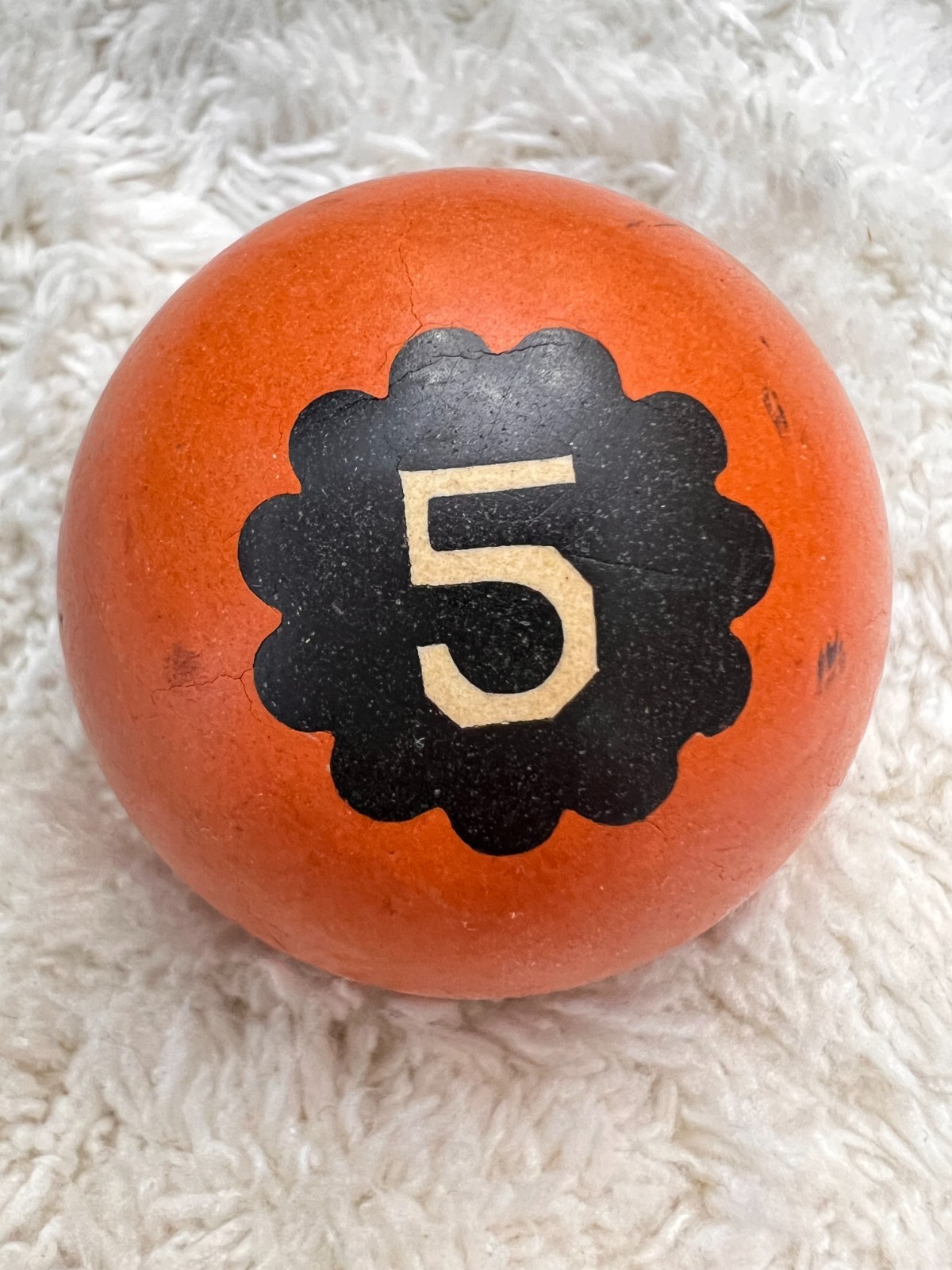 Rare Vintage 1 7/8" Clay Pool Ball, 5 Ball