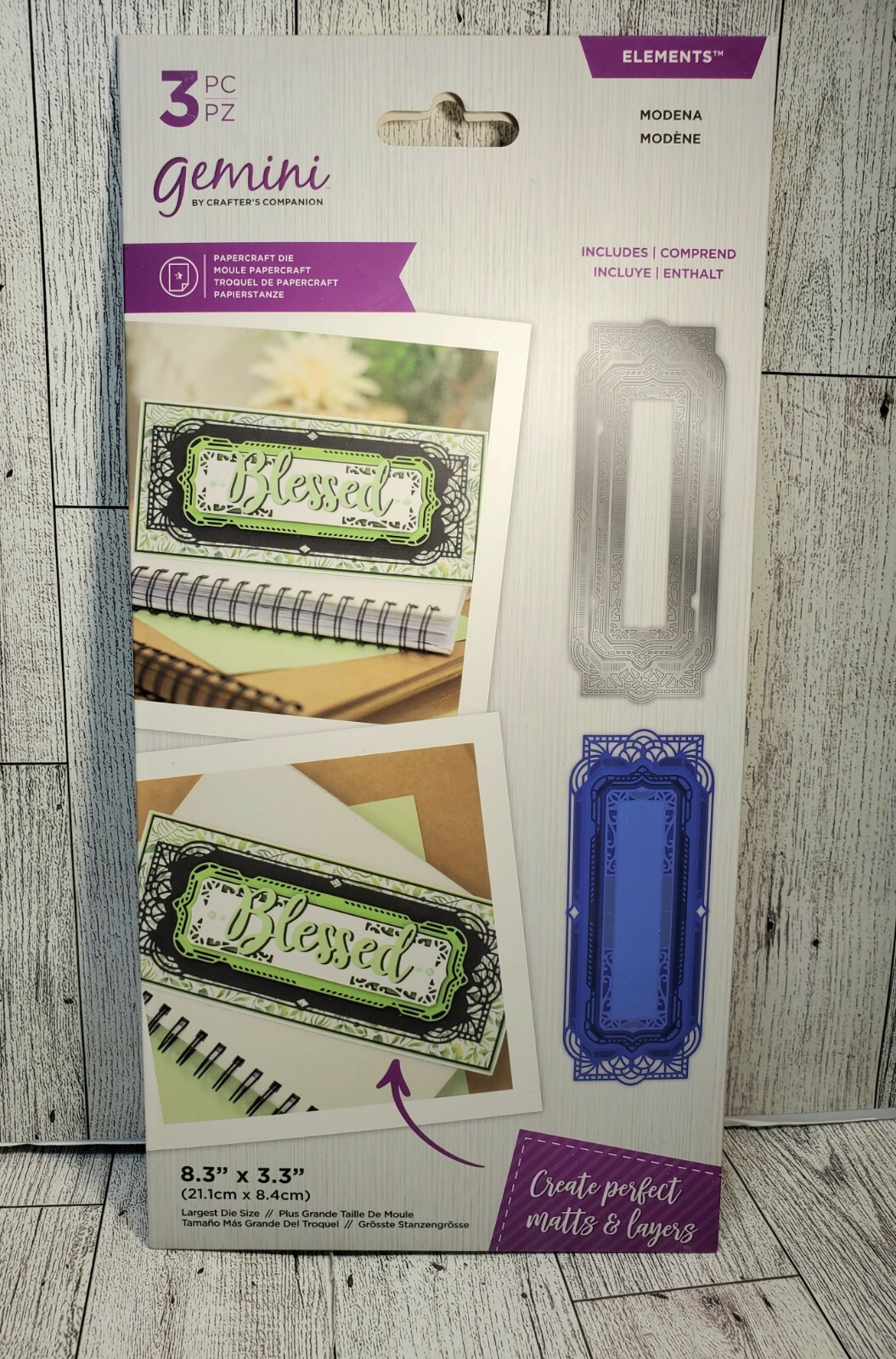 CC1 Crafter's Companion Elements Modena Slimline Cards 3pc die set New