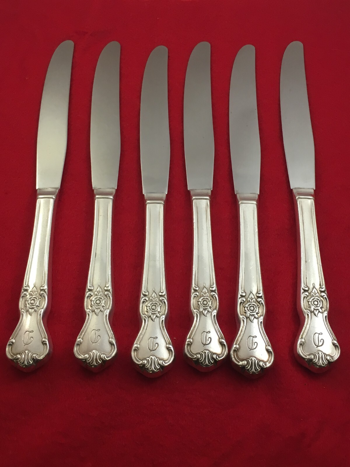 International SIGNATURE 1950 Mono D Silverplate 6 Dinner Knives Flatware