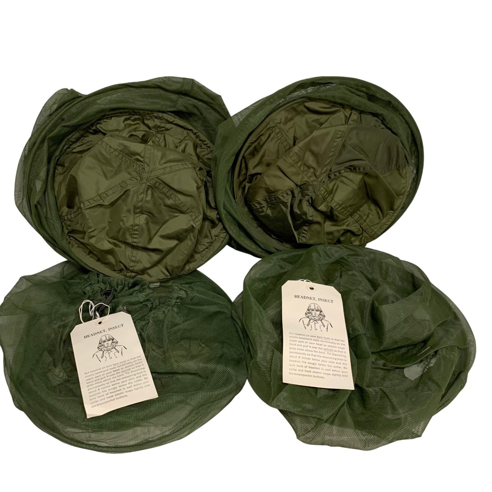 Vietnam Era USGI Insect Head Net Lot (4) — NSN 8415-00-935-3130 / 8415-261-6630