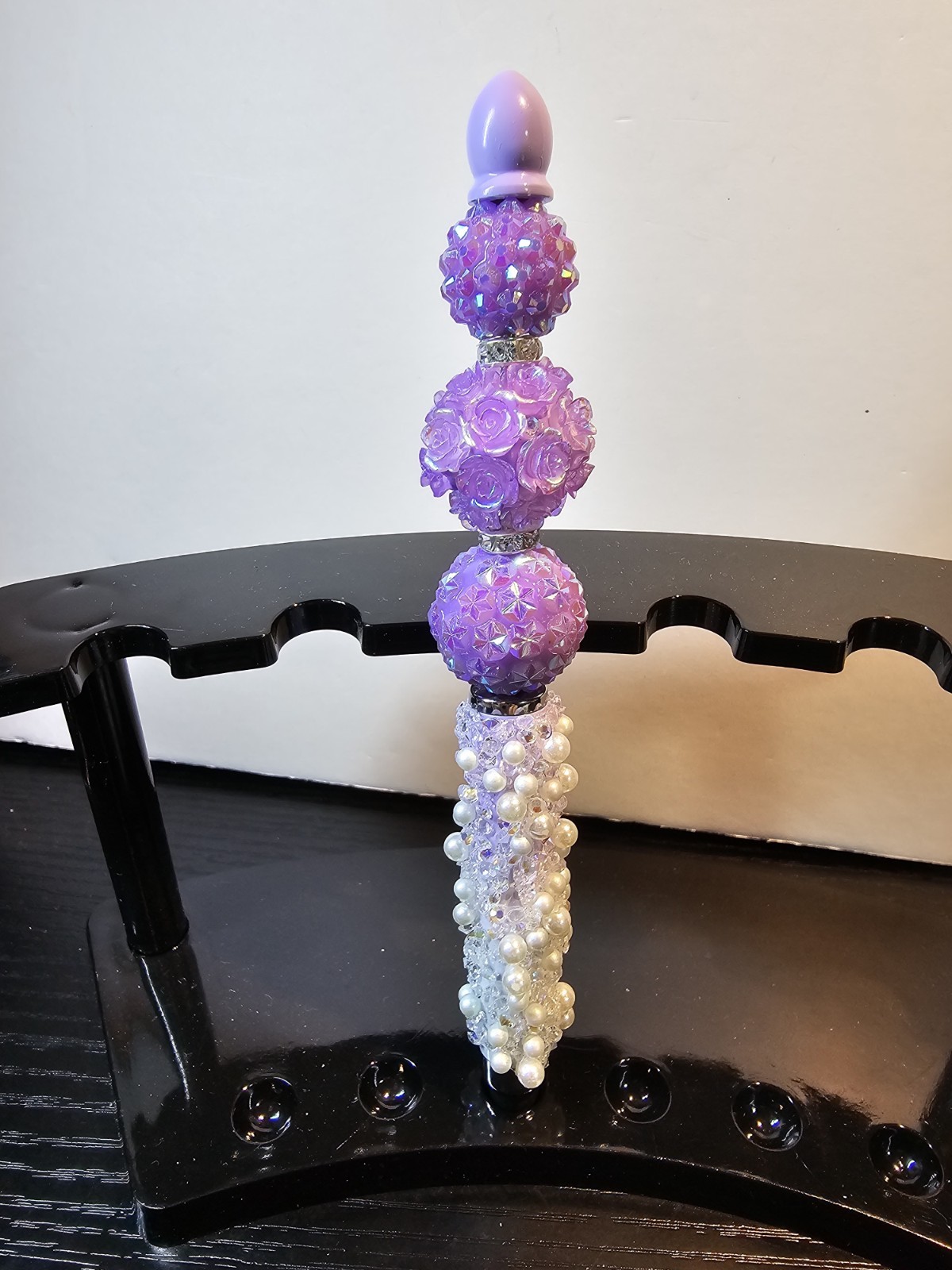 Handcrafted Rhinestone Acrylic Beaded Stylus Sparkly Bling Purple