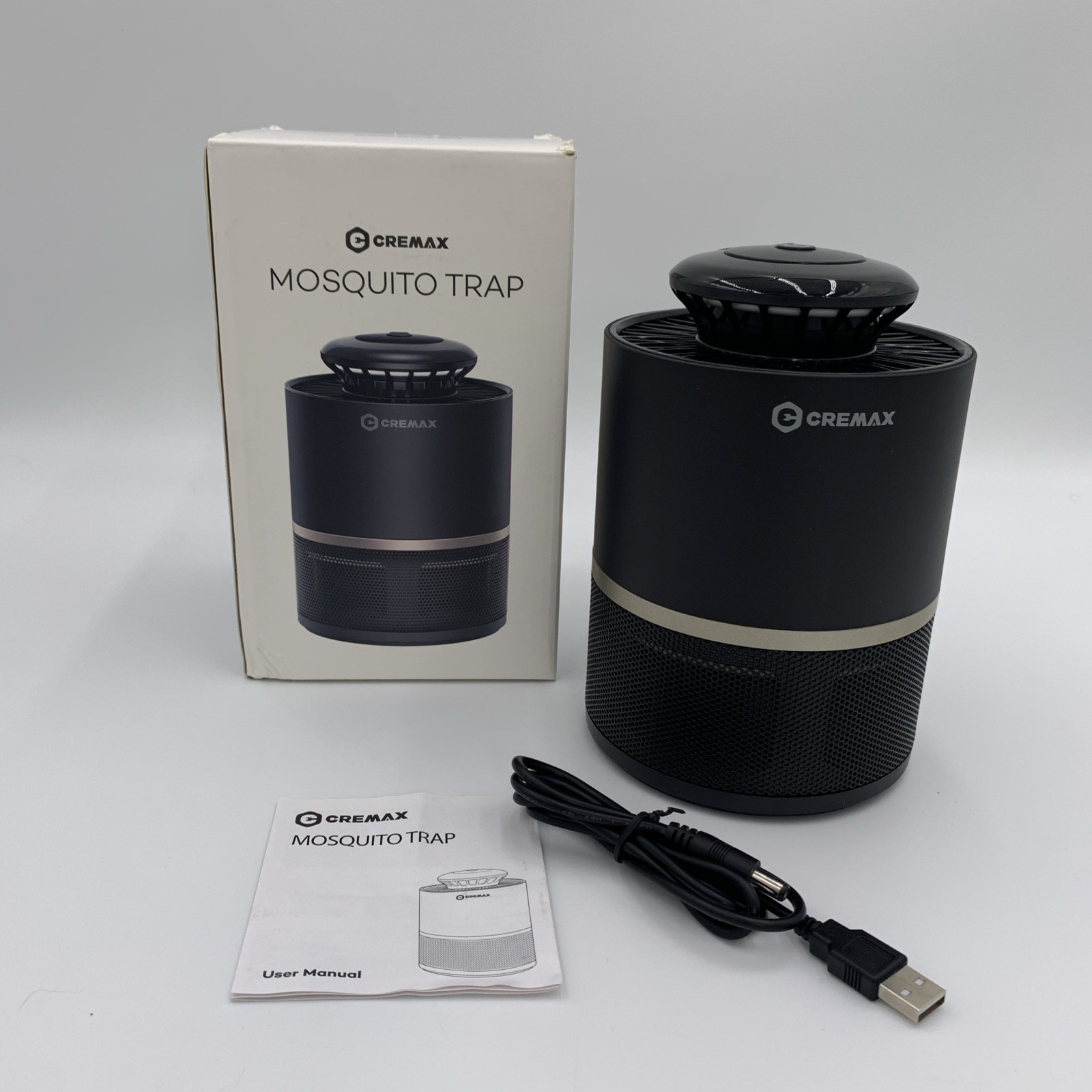 Cremax Mosquito Fly Trap Indoor USB Powered UV Lamp With Smart Sensor Black New