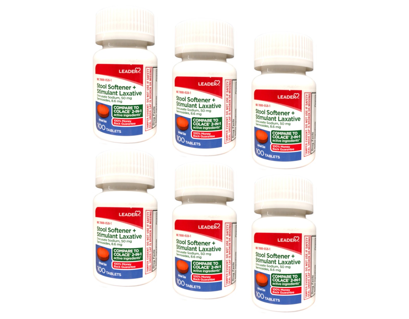 Leader Stool Softener + Stimulant Laxative 2-Pack 100 Ct Relieves Constipation