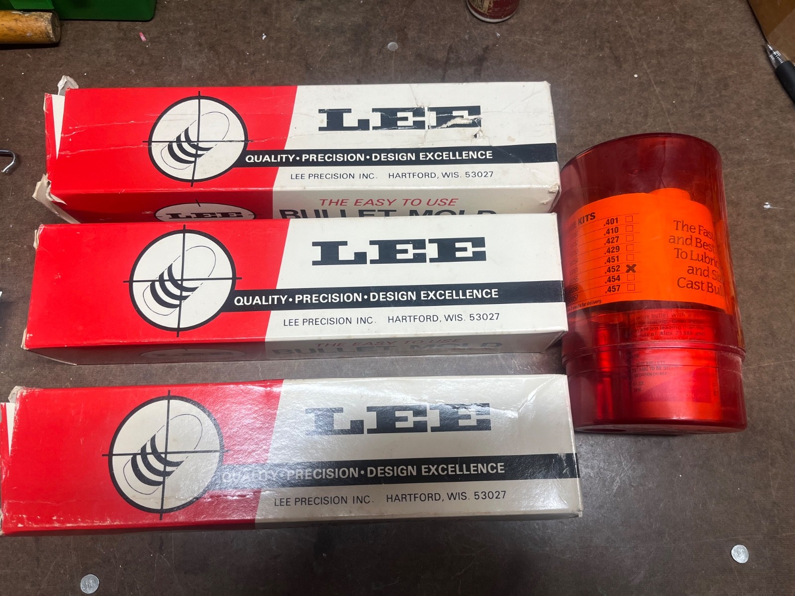 Lee Precision 45 cal .452 bullet mold lot and sizing die
