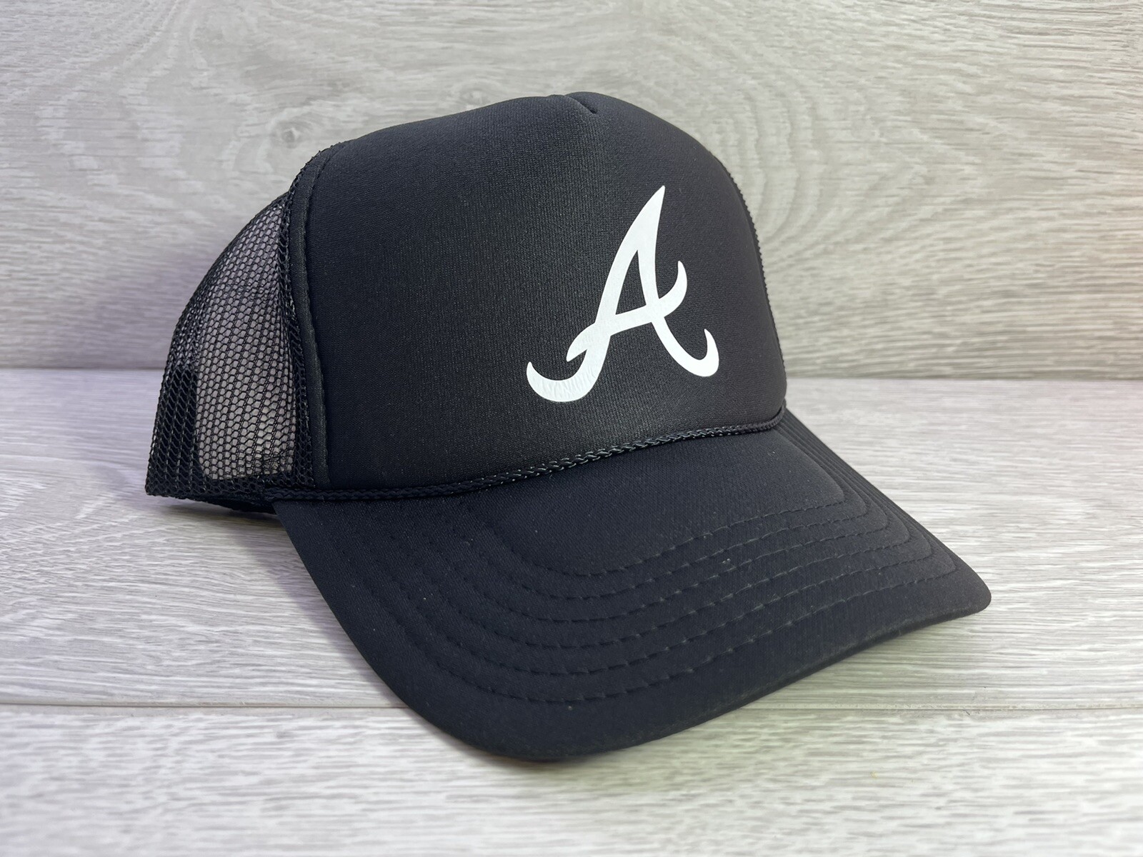 NEW ATLANTA ATL LOGO BLACK CAP HAT 5 PANEL HIGH CROWN TRUCKER SNAPBACK