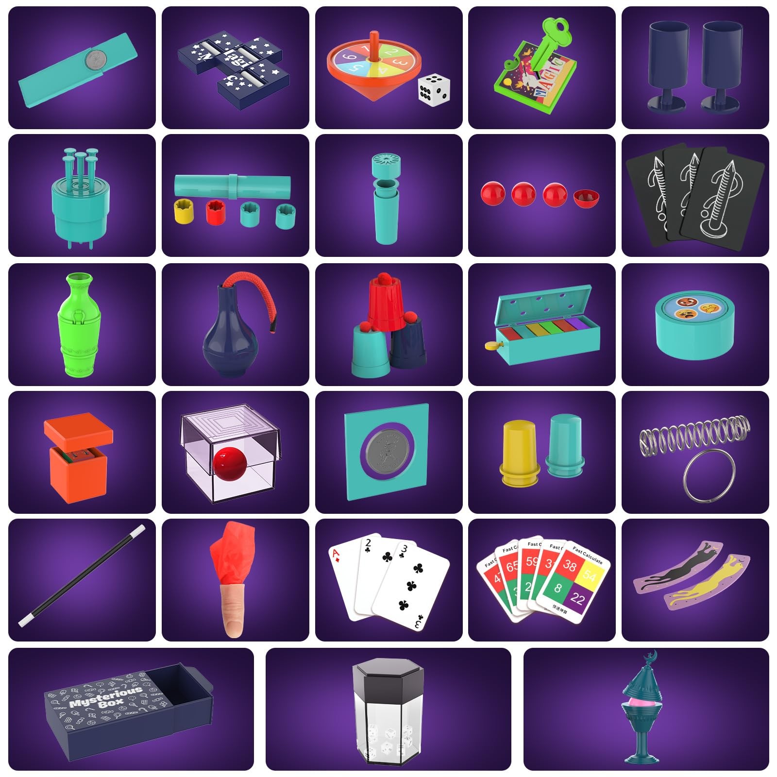 Magic Kit - 208+Magic Tricks for Kids Age 6-8, 28PCS, Multicolored