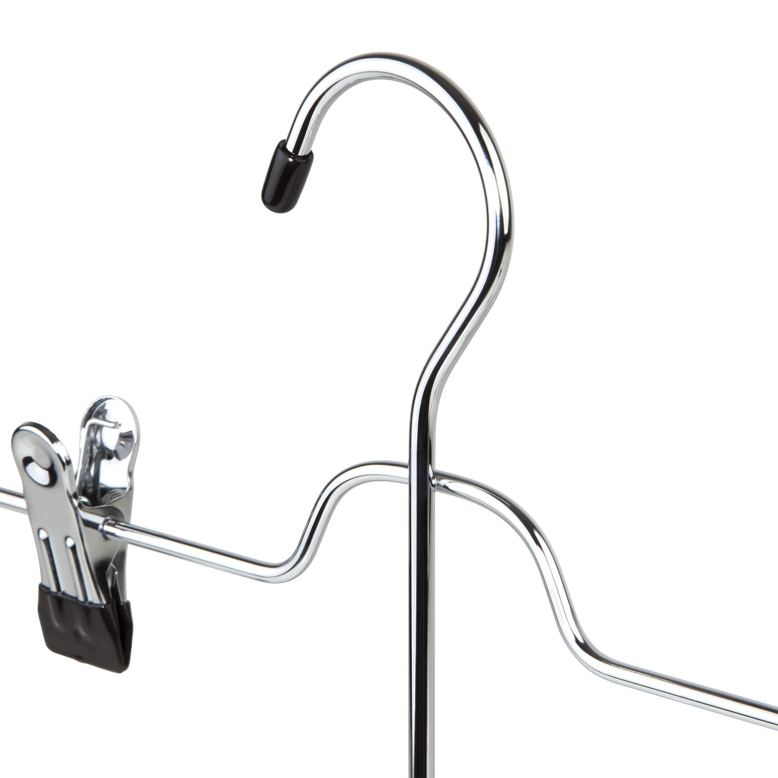 4 Tier Trouser/Skirt Hanger - Chrome & Black Vinyl - 2 PACK