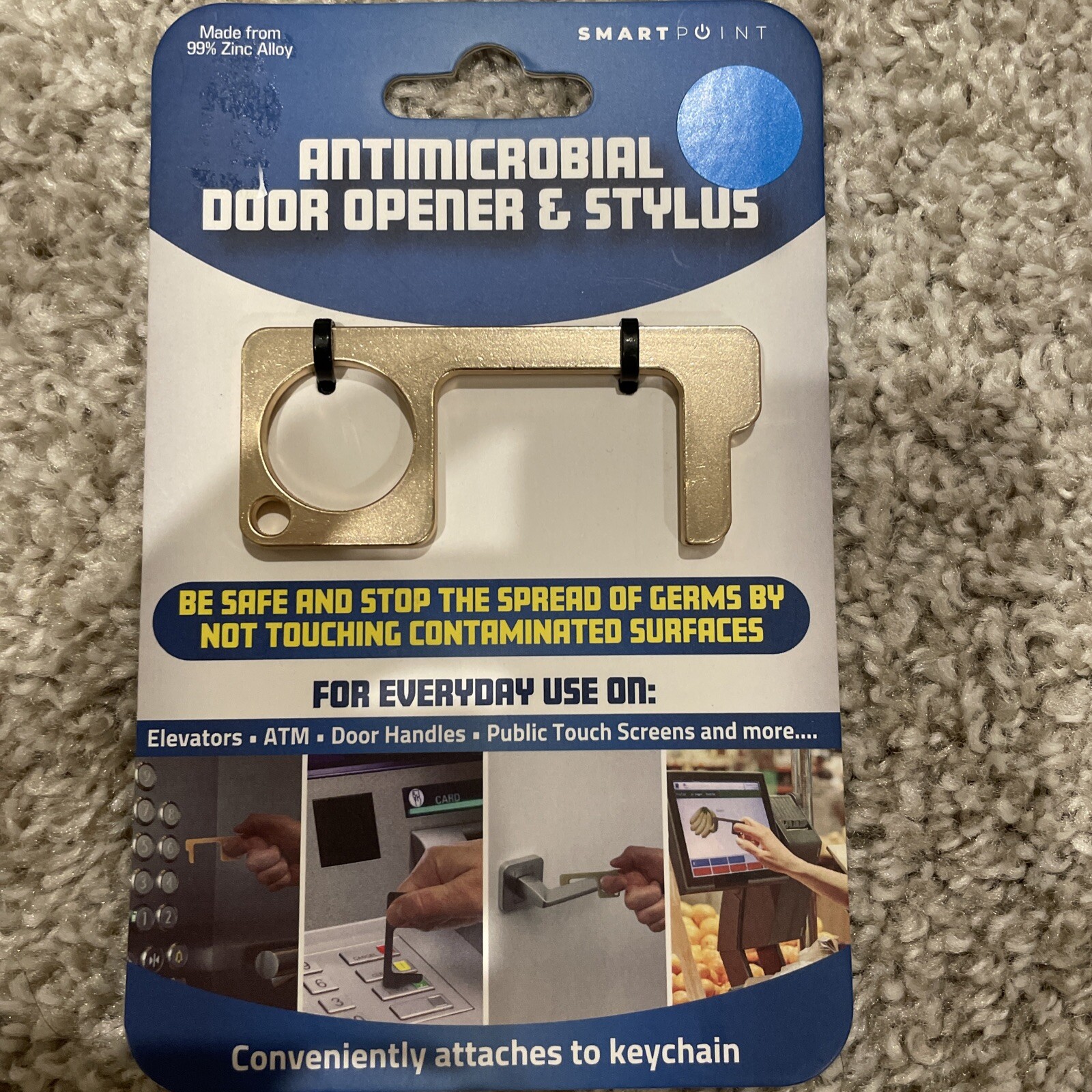 Door Opener and Stylus Anti Microbial for Key Chain for safety Zinc Alloy