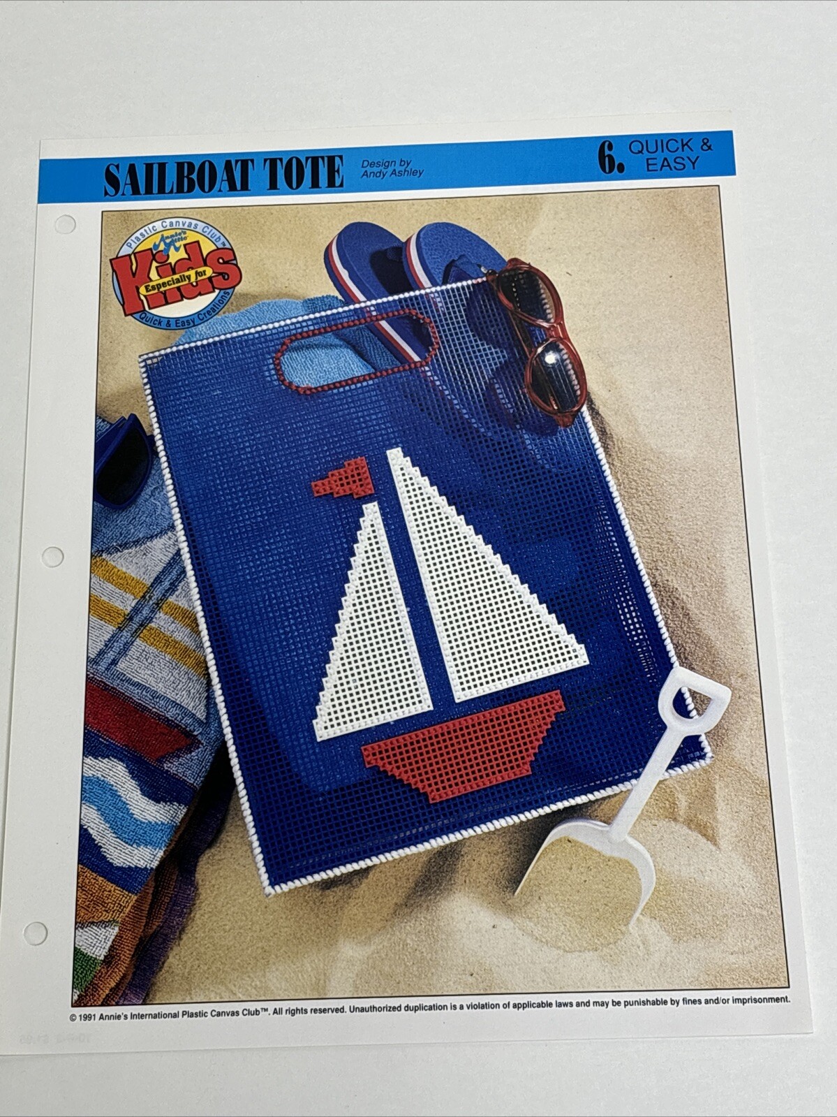 Sailboat Tote Bag Annie's Attic Plastic Canvas Pattern Page
