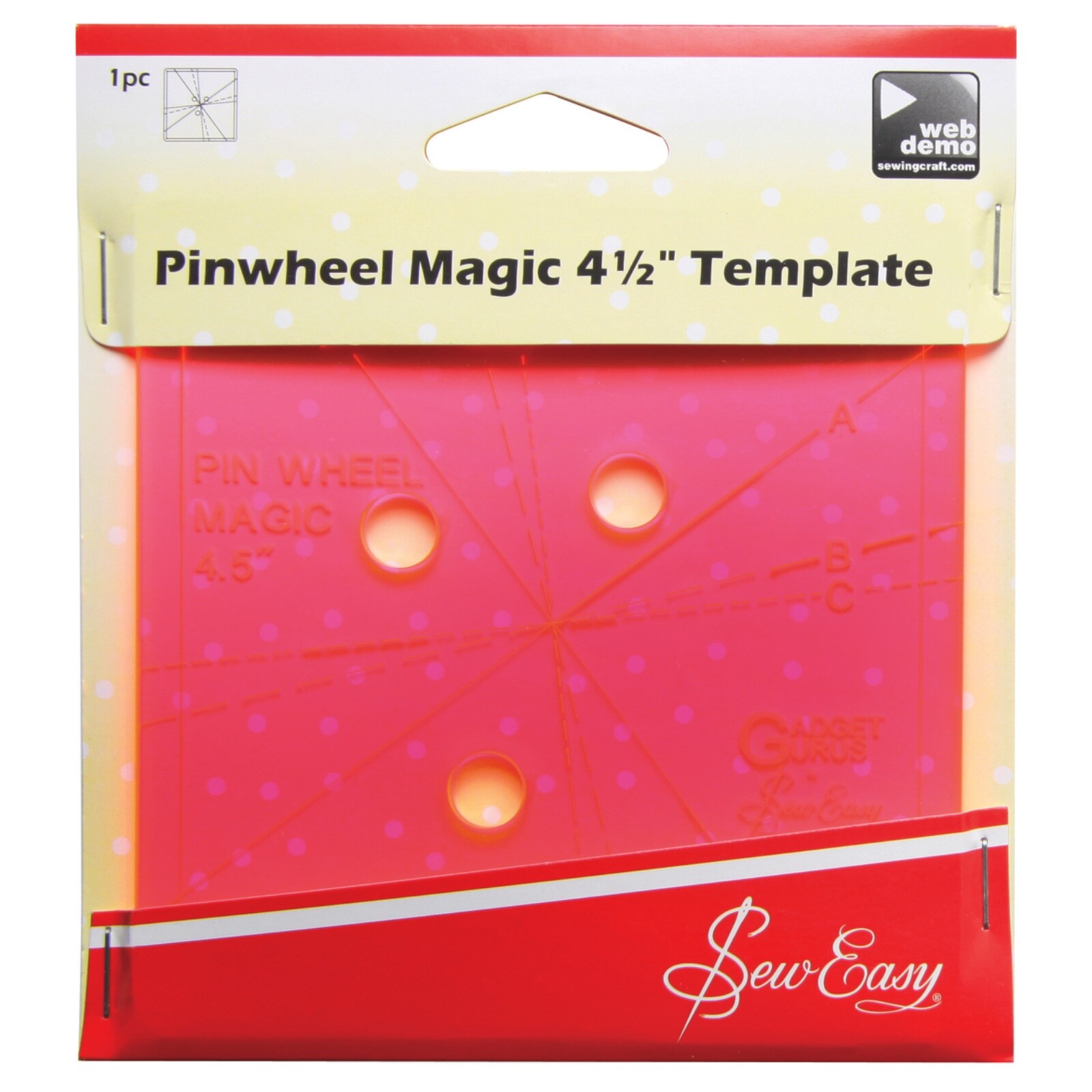 Sew Easy 4.5 inch (11.4 cm) square Magic pinwheel patchwork quilting template