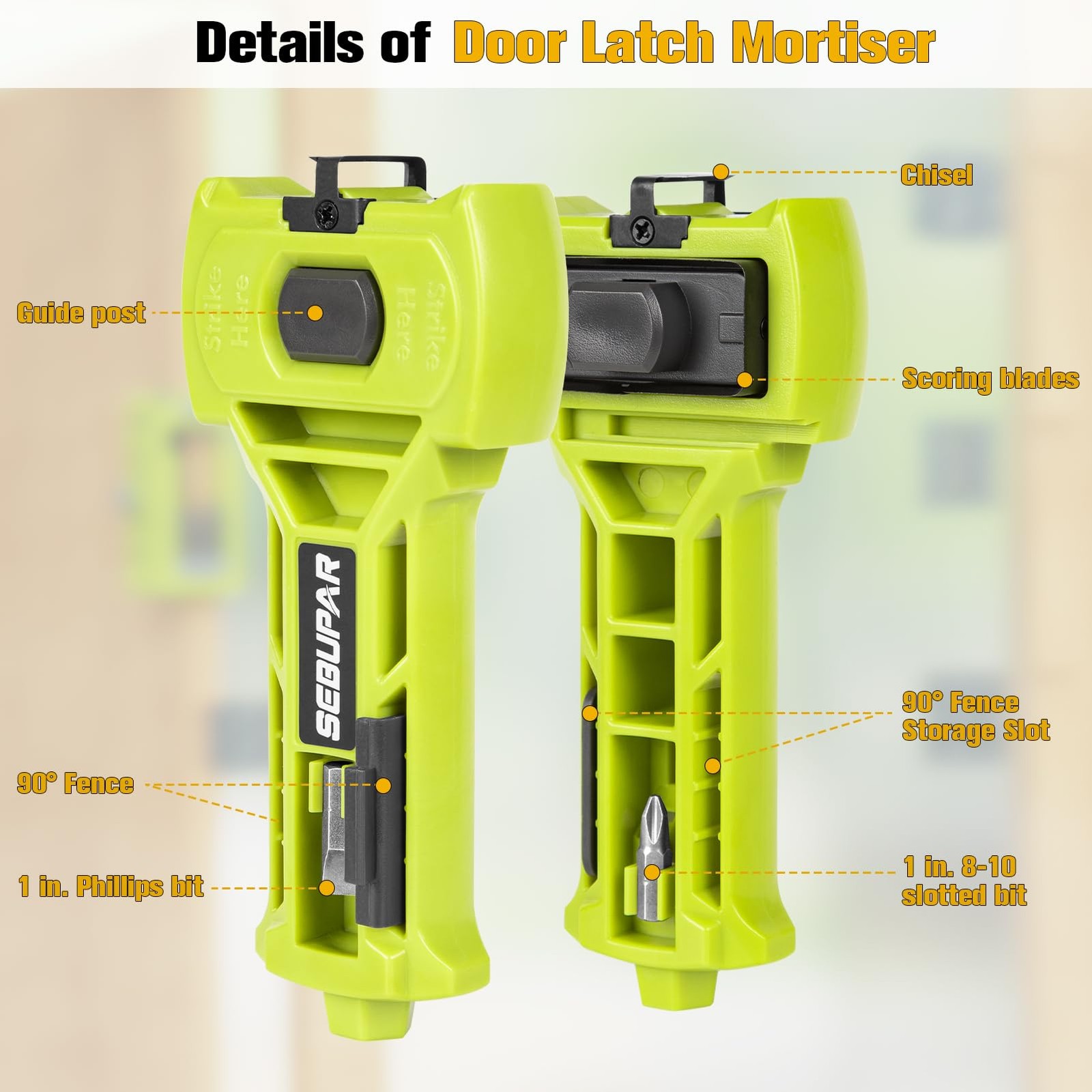 Door Hinge & Latch Installation Kit, Mortiser Template, Green