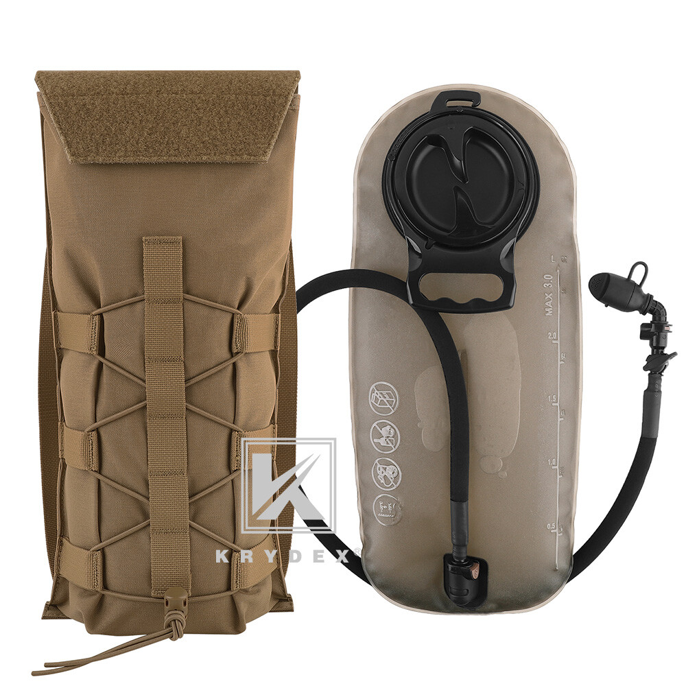KRYDEX Tactical Vest Hydration Pack Modular 3L Water Bladder MOLLE Carrier Coyot
