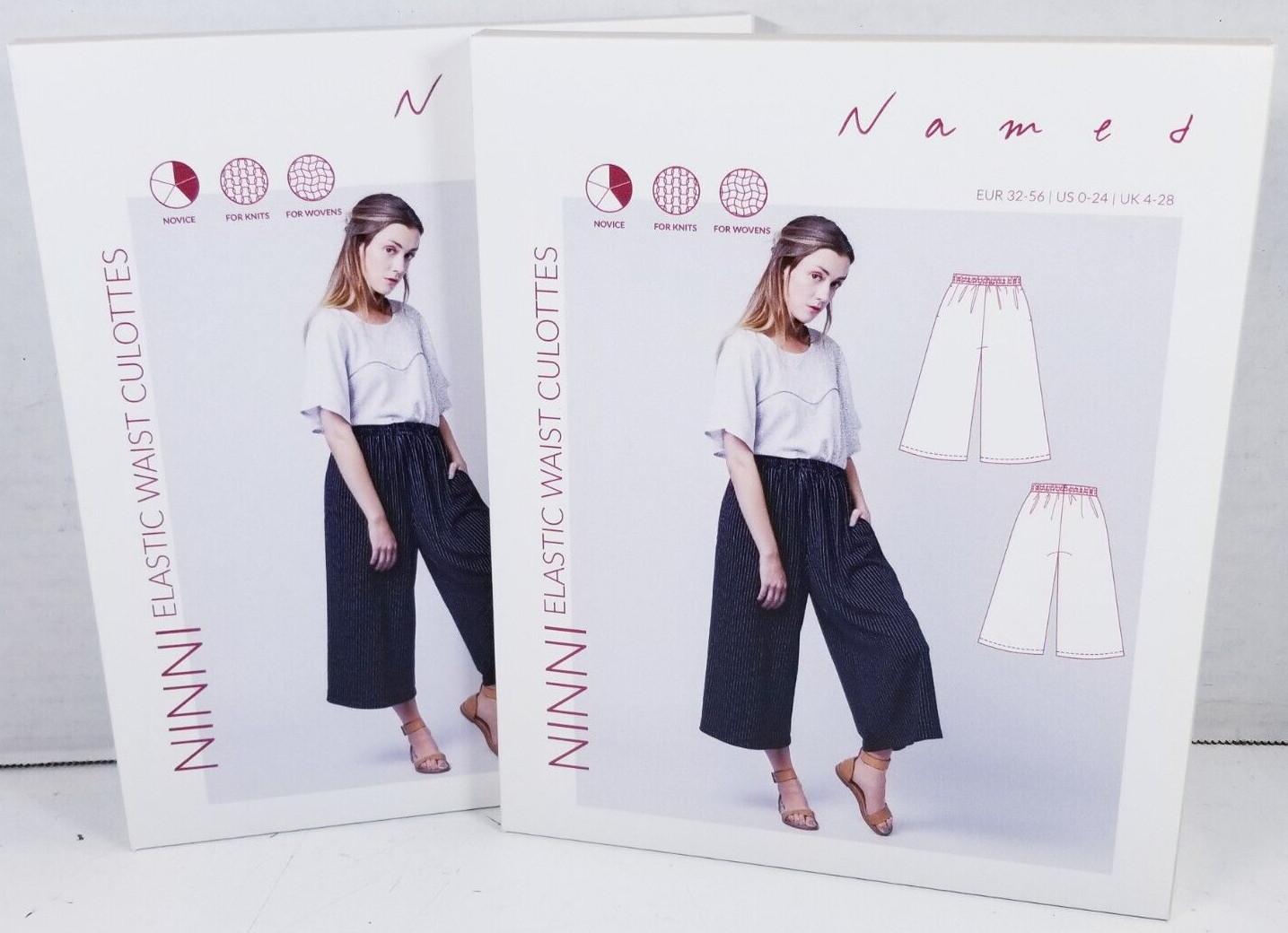 Lot of 2 Named Ninni Elastic Waist Culottes Sewing Patterns Sz 0-24