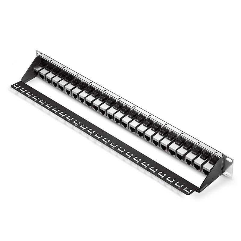 Cat6A 24-Port UTP Patch Panel with Loaded Modular Network Patch Panel