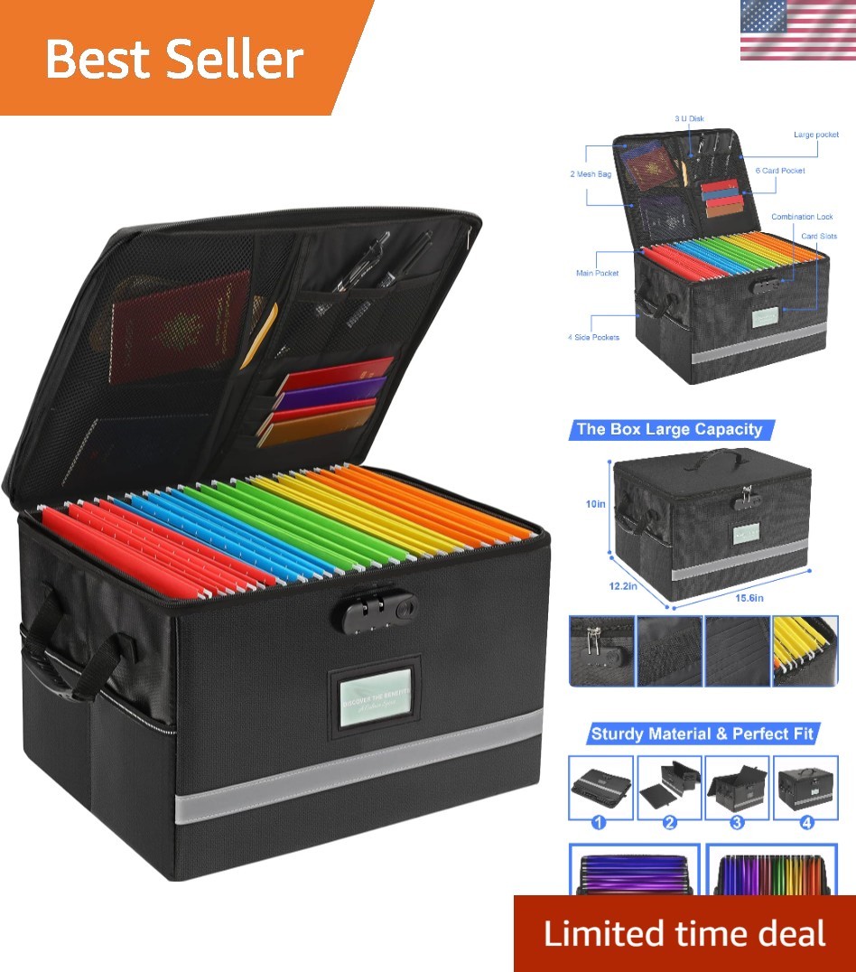 File Organizer, Fireproof File Box with Lids, Important Document Organizer Bo...