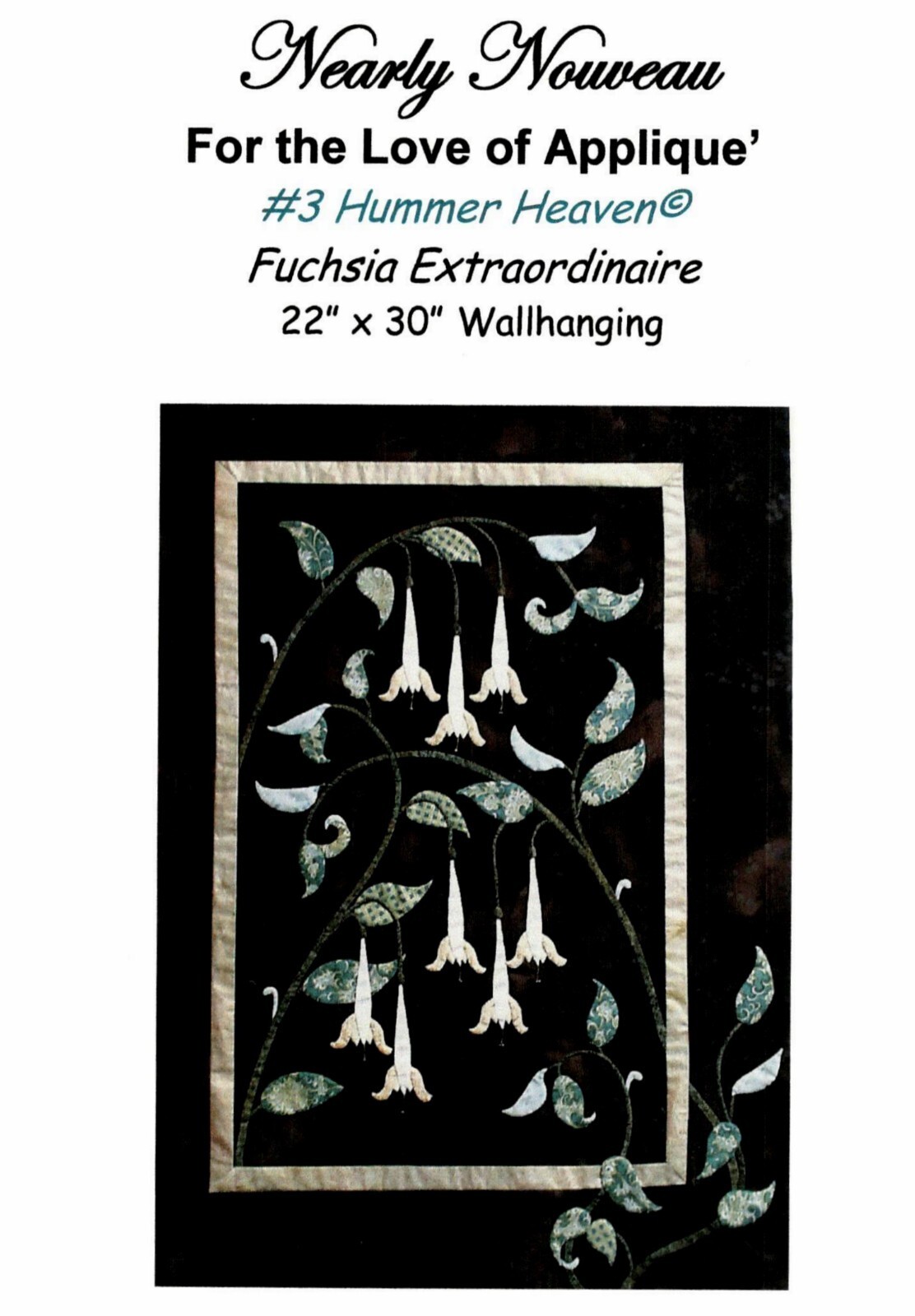 Hummer Heaven Fuchsia Extraordinaire Wall Quilt Pattern by Nearly Nouveau