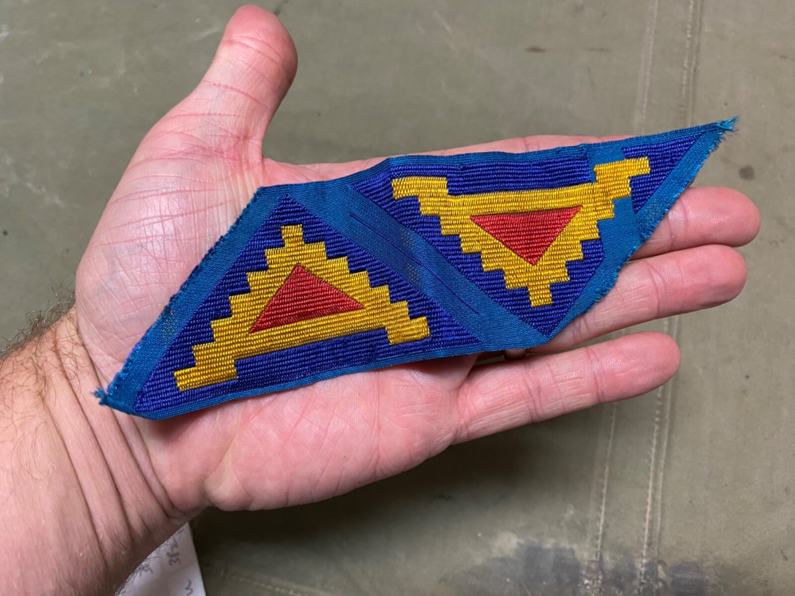 ORIGINAL WWII US 7TH ARMY JACKET SLEEVE INSIGNIA PATCH-MISPRINT, DOUBLE