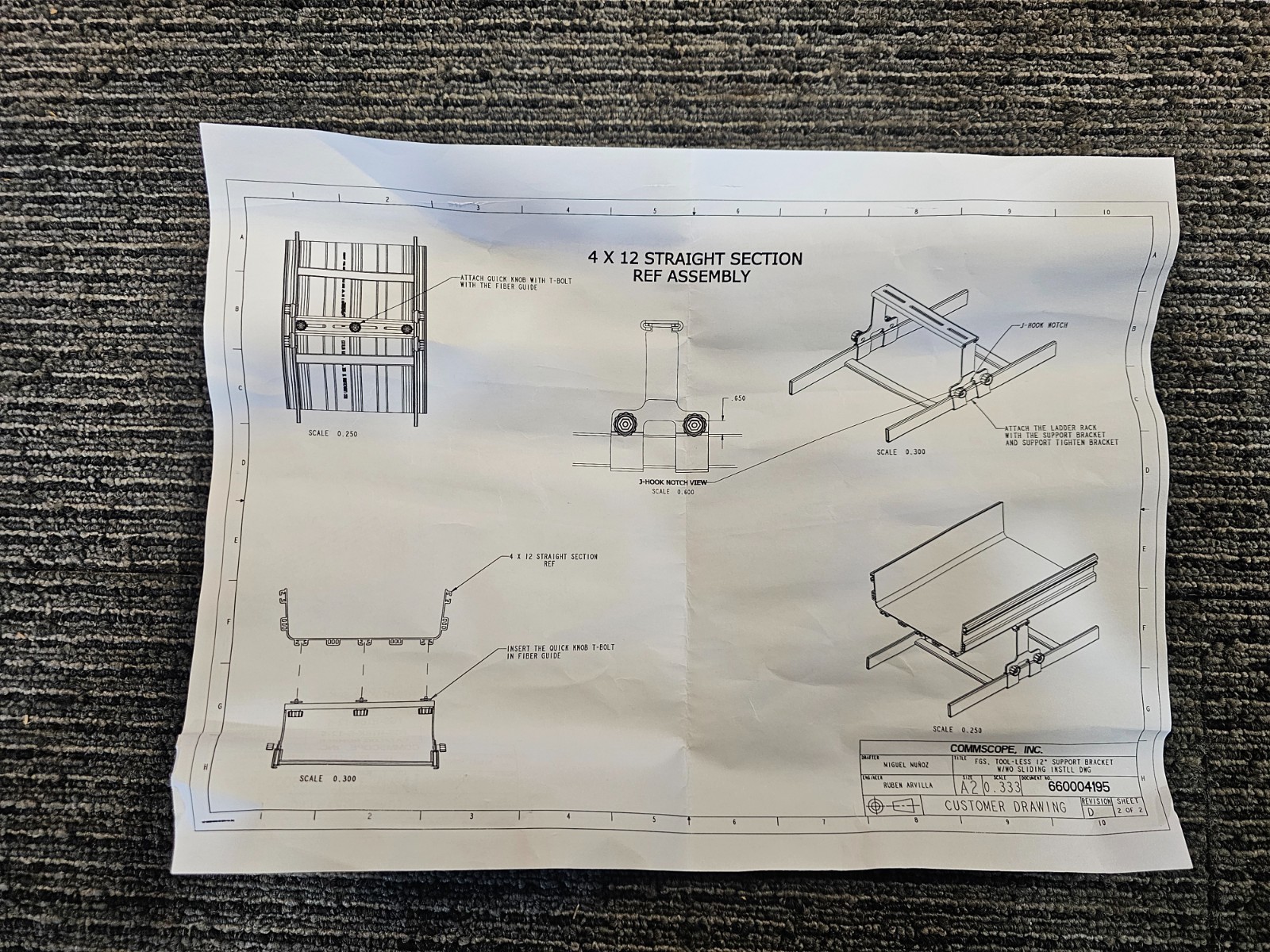CommScope FGS-HTBK-12-5 12in Horizontal Tool-less Bracket for 4x12in System