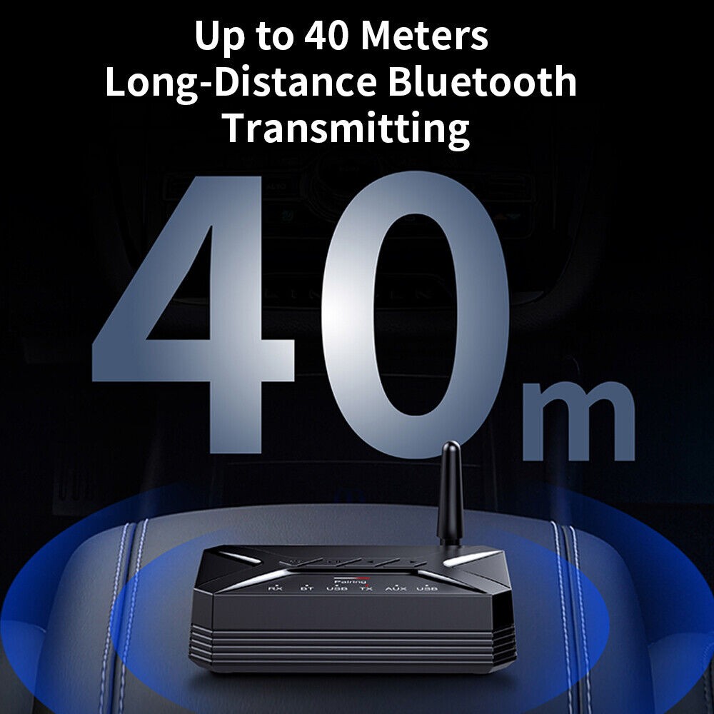 Long Range Bluetooth A2DP/AVCDP Transmitter& Receiver Adapter W/ Charging Cable