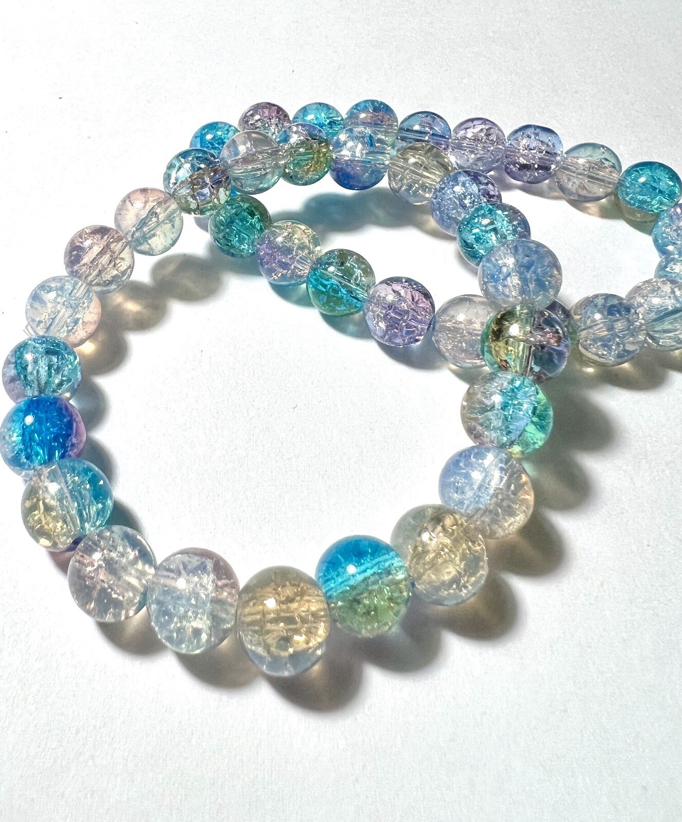 Bracelet Stretch Aurora Crackle Handmade Glass Bead Bracelets 10mm
