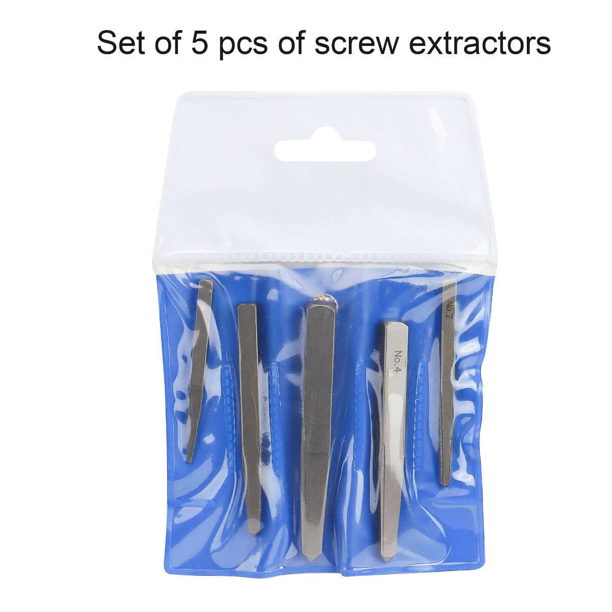 5 Pcs Screw Extractor Drill Square Easy Out Set Straight Fluted Extraction Tool