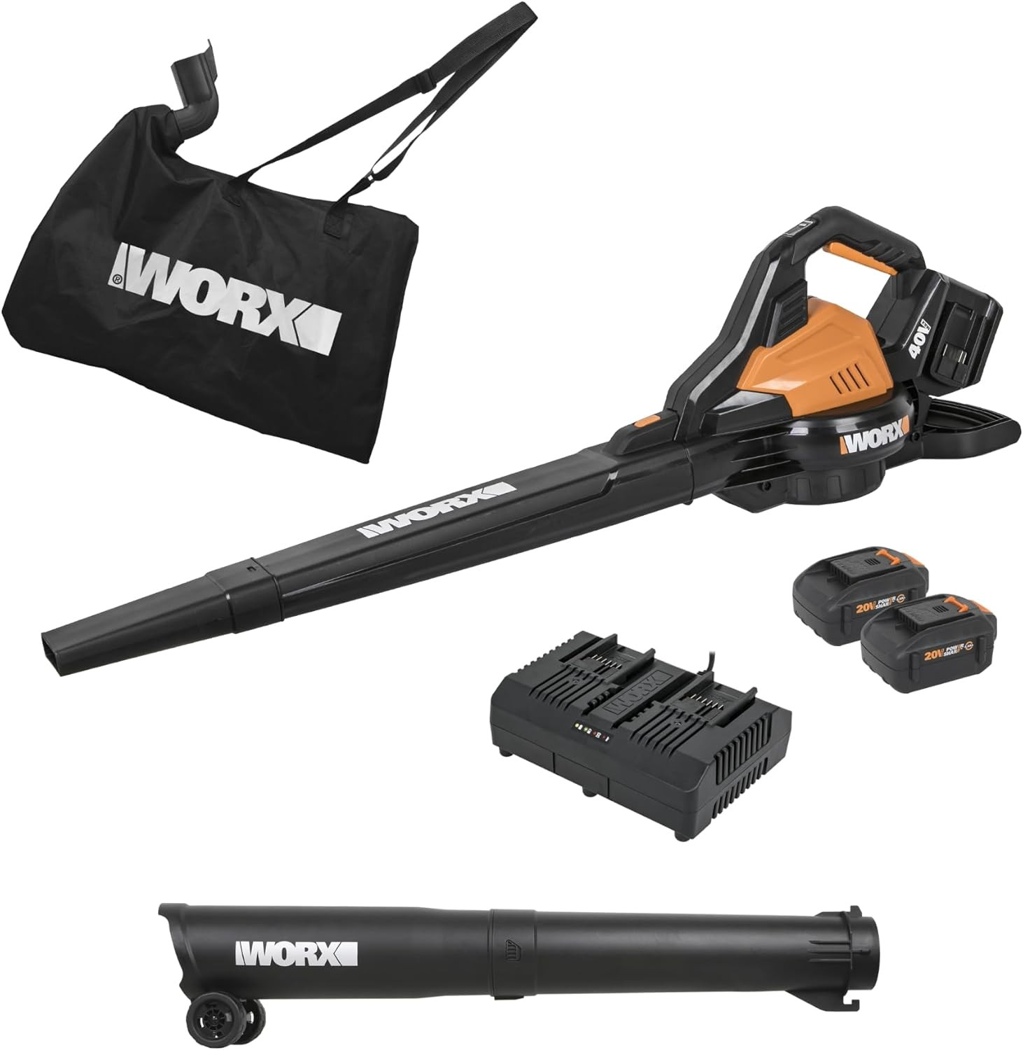 WORX WG583 3-in-1 Cordless Blower, Leaf Vacuum & Mulcher with Brushless Motor