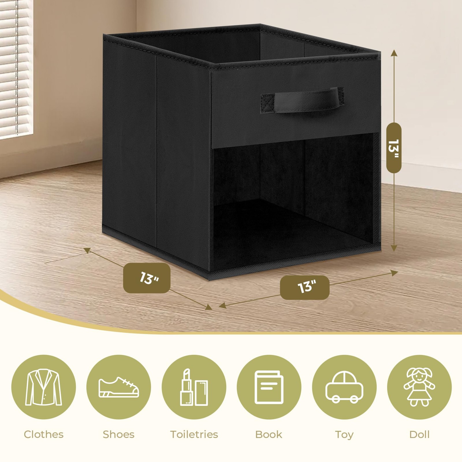 Storage Cubes, 13 Inch Cube Storage Bins With Clear Window, 6 Pack, Foldable ...