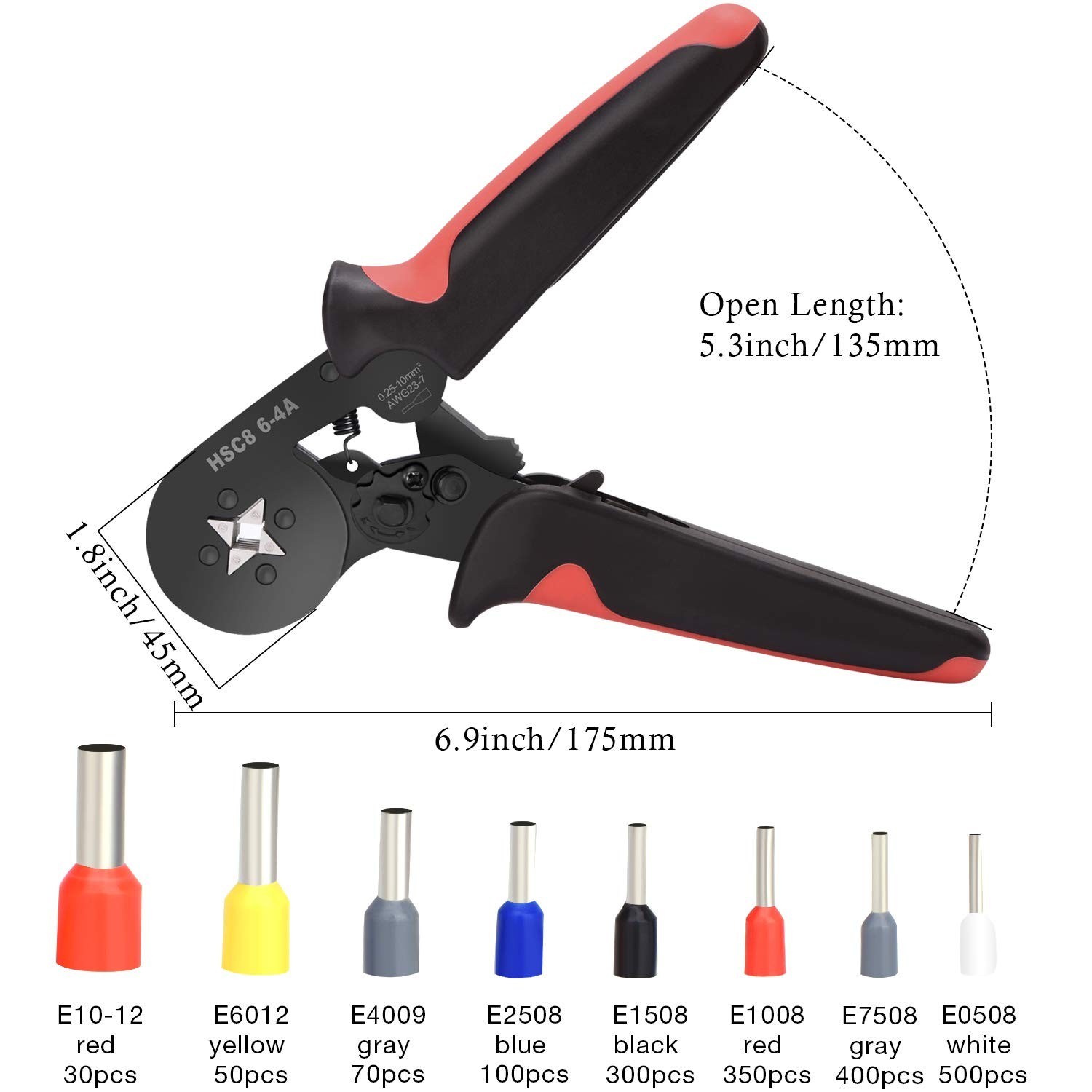 1800 PCS Wire Ferrules With Crimping Tool Pliers Kit AWG 287 Terminal Set