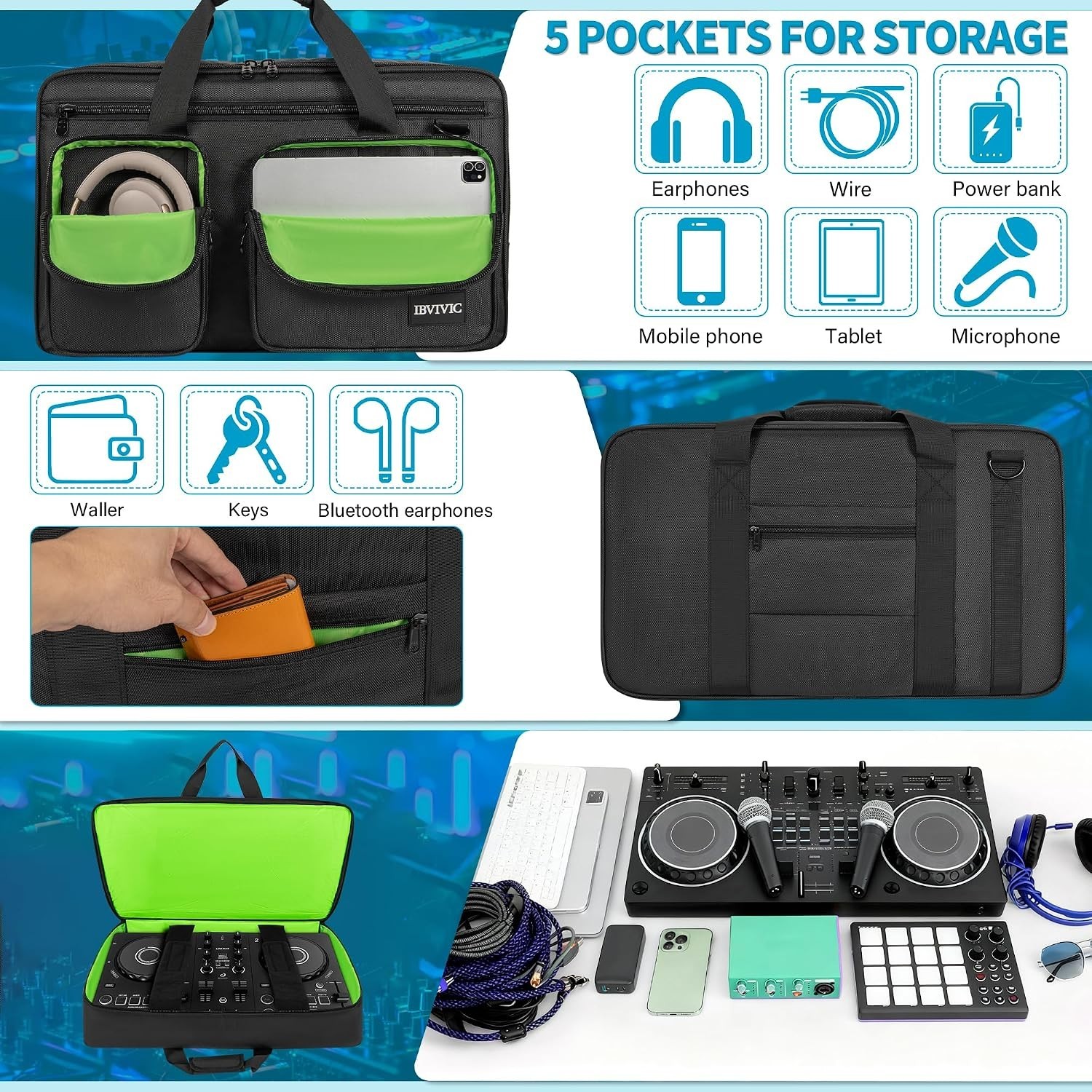 Durable DJ Controller Bag - Lightweight, Shockproof, & Organized for Travel