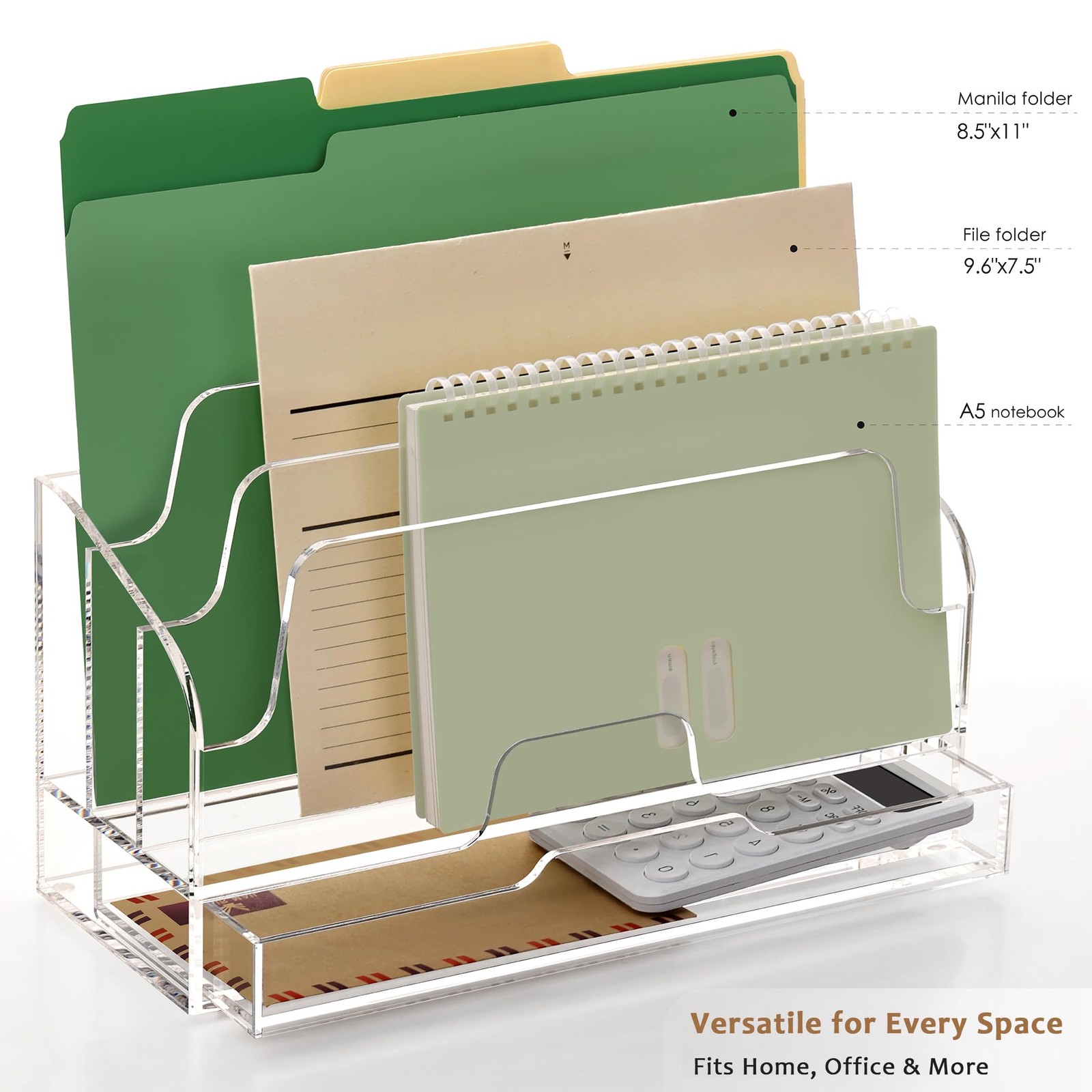 Acrylic Mail Organizer for Desk - Transparent 3-Compartment Letter Sorter wit...
