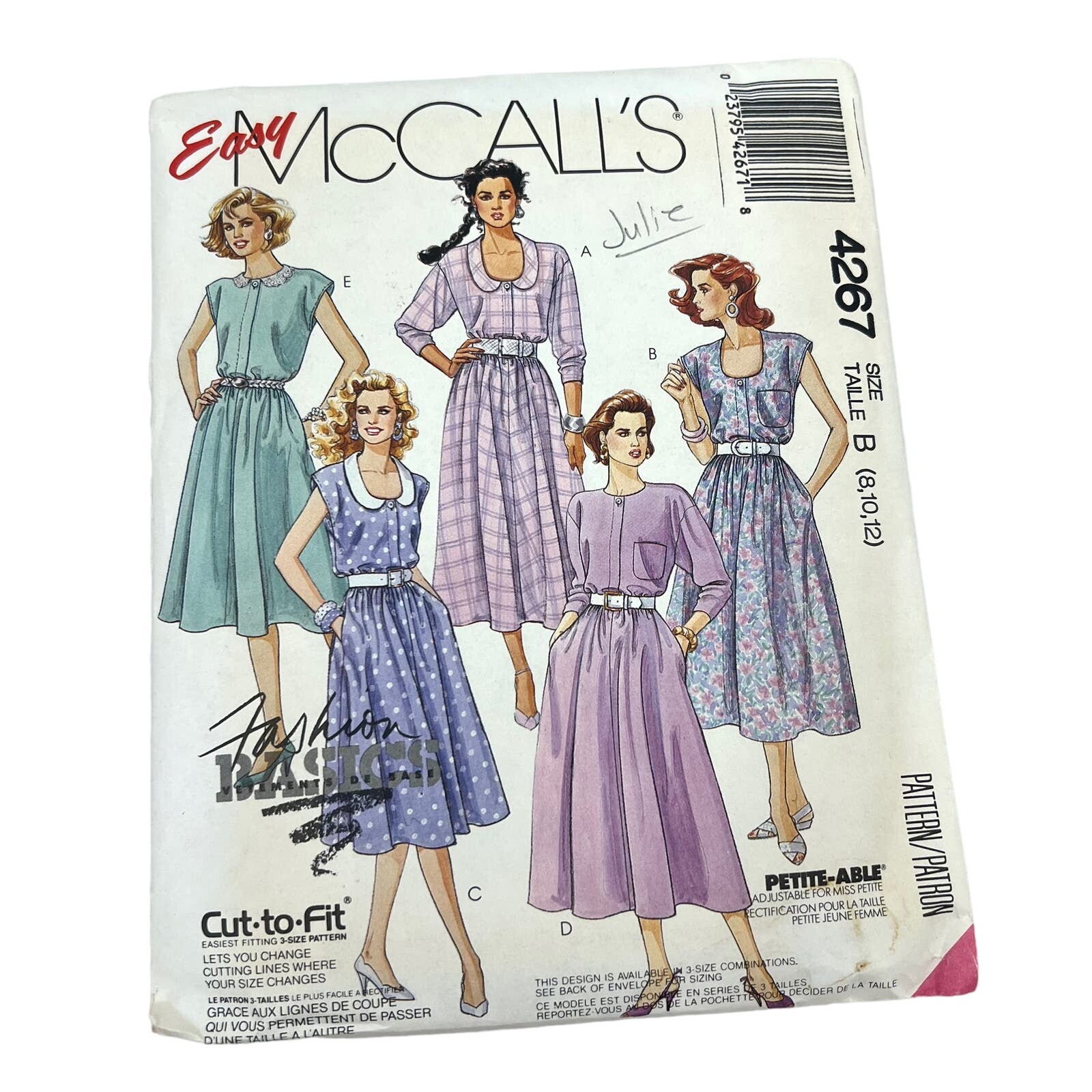 McCall's 4267 Vintage  80s Dress Sewing Pattern Fit & Flare