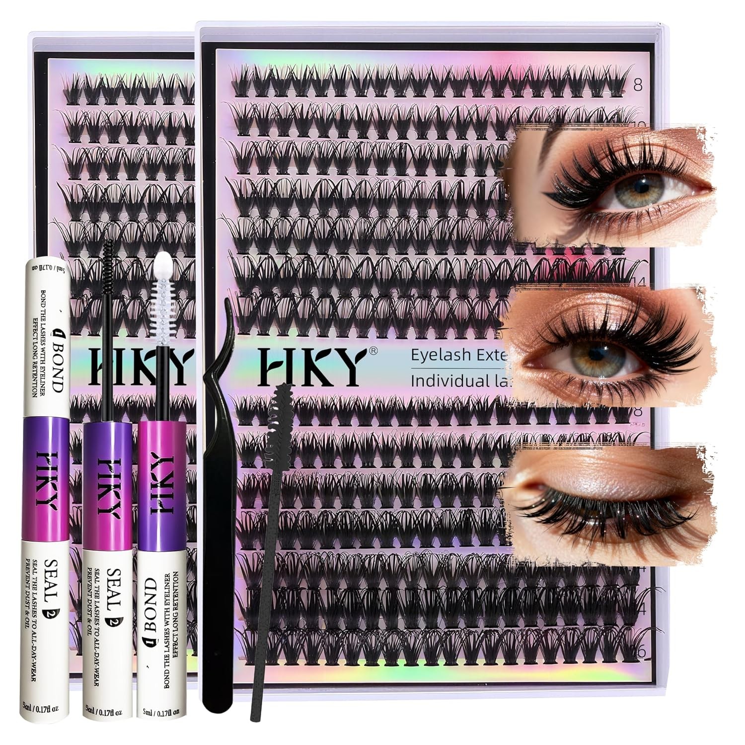 280pcs Wispy Lash Clusters 8-16mm C Curl DIY Eyelash Extension Kit