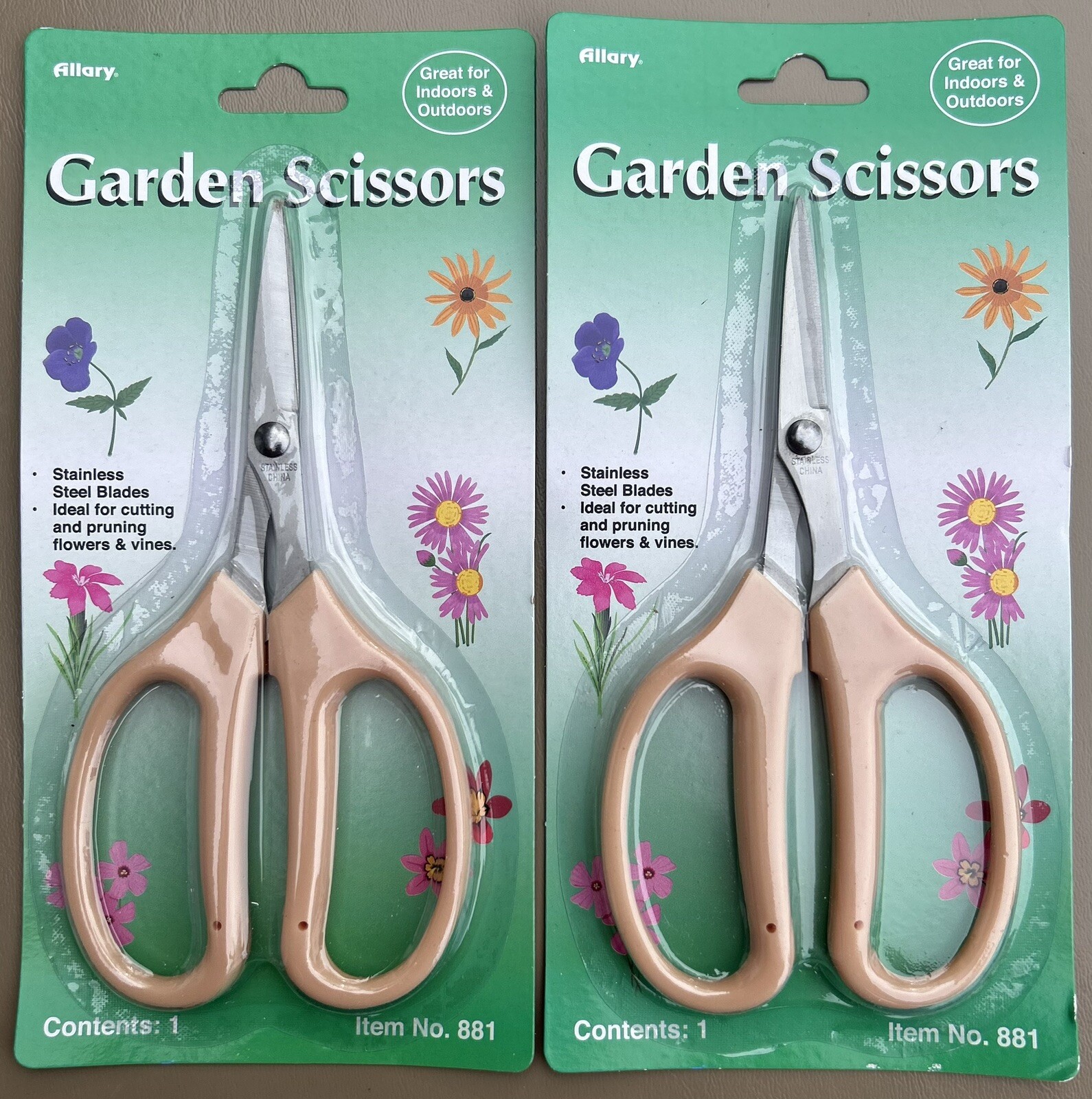 Lot of 2 Pair ALLARY Stainless Steel Garden Scissors #881 Beige