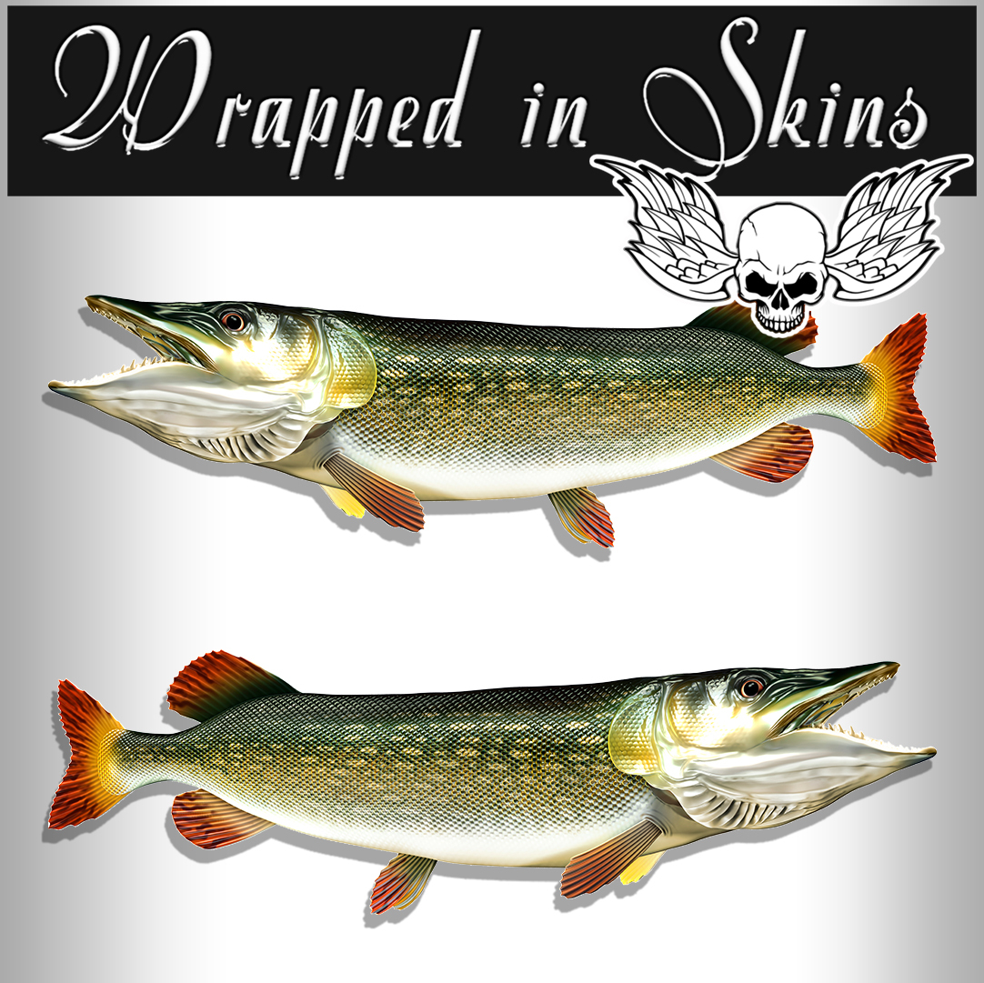 Pike Fish Stickers Tackle Box Decals for RV Truck Trailer Boat and more AFP-0046