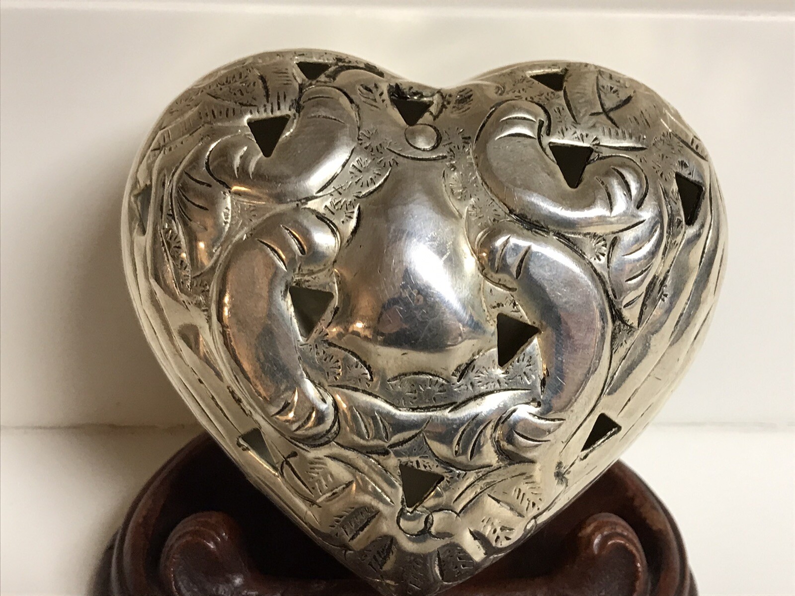 English Silver Friendship Heart Trinket Box
