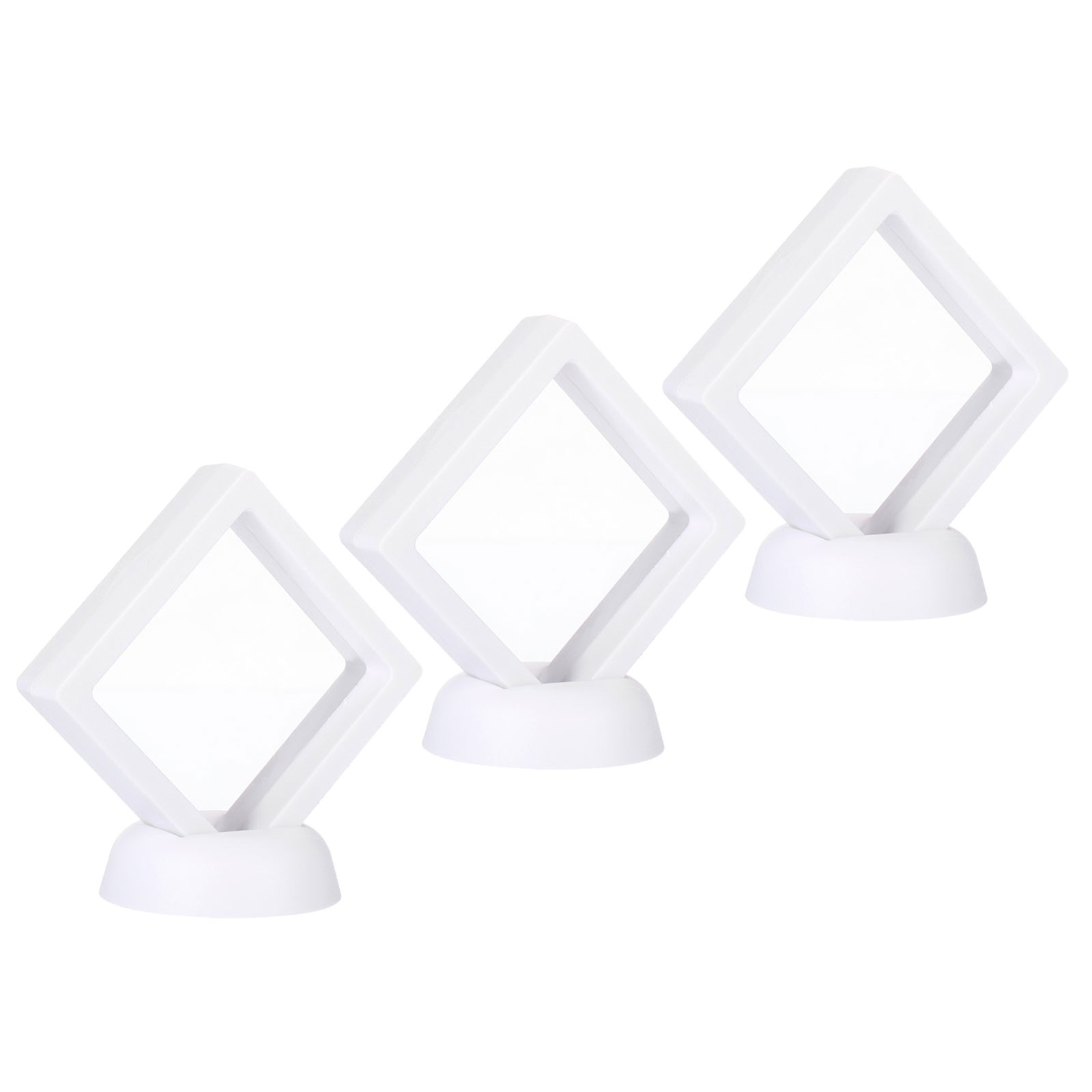 3Pcs 3D Floating Display Case, Coin Display Holder Case(White, 2.8x2.8″)
