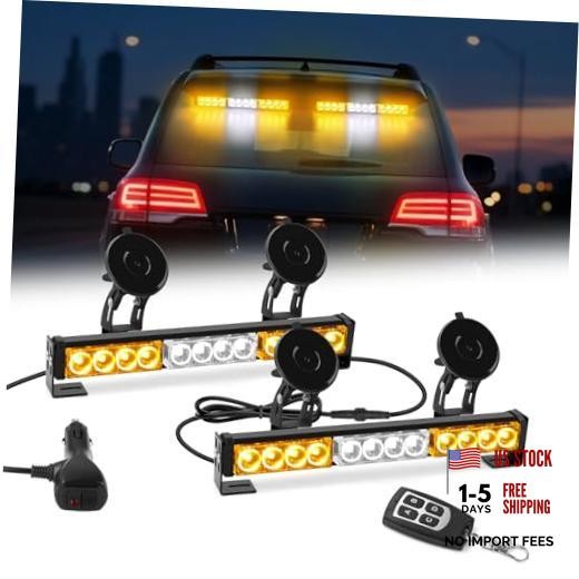 Amber and White Traffic Advisor Strobe Lights Bar For Vehicles Amber White
