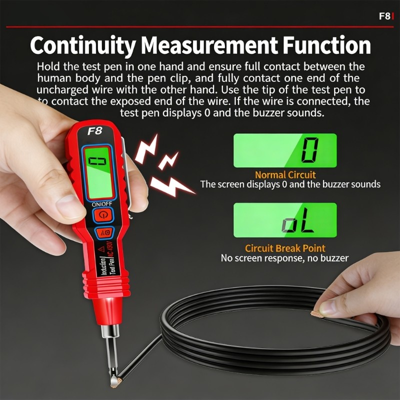 Professional Voltages Detector Pen With Flashlight Visual And Audible Alerts