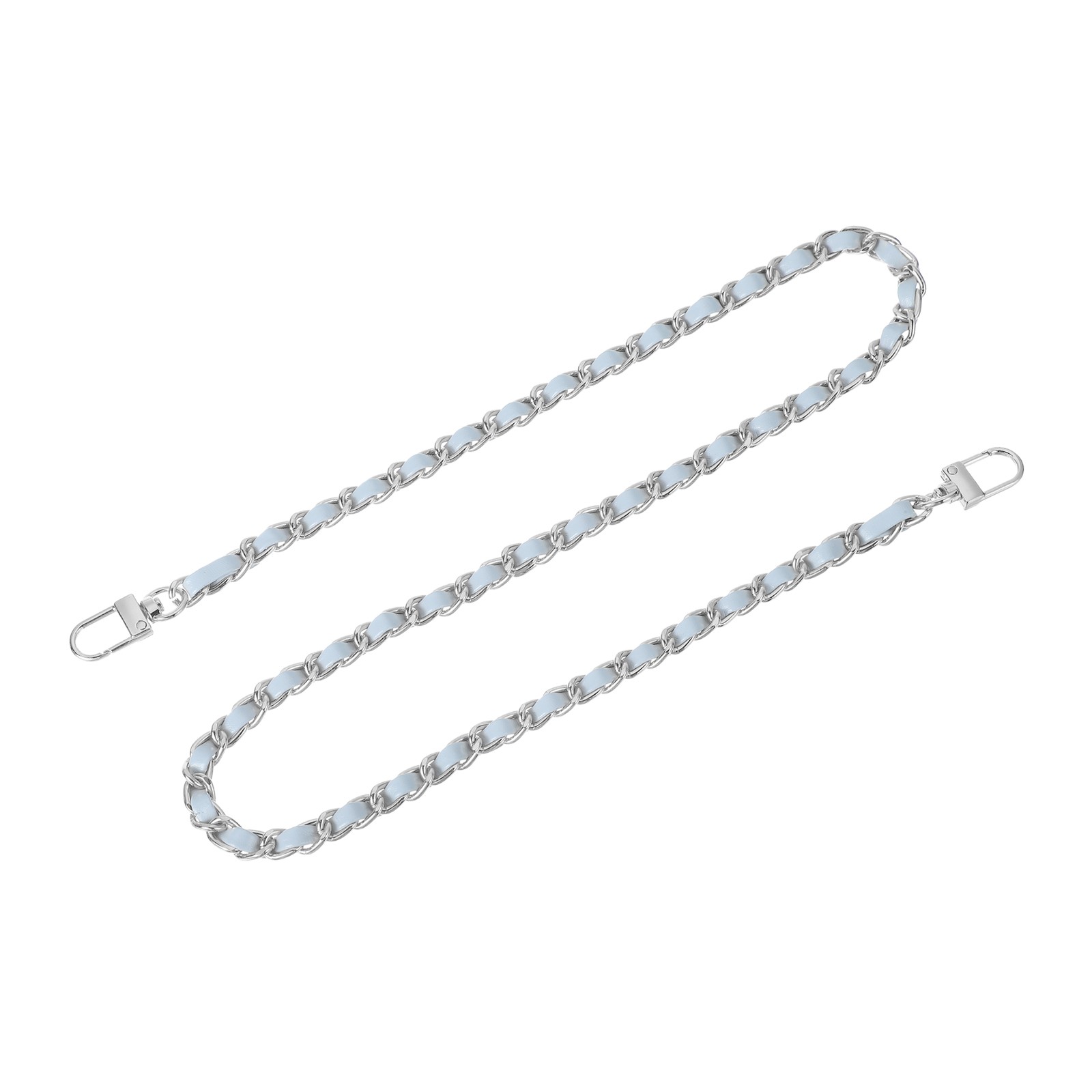 32" Purse Chain Strap with Buckles for Shoulder (Sky Blue + Silver)