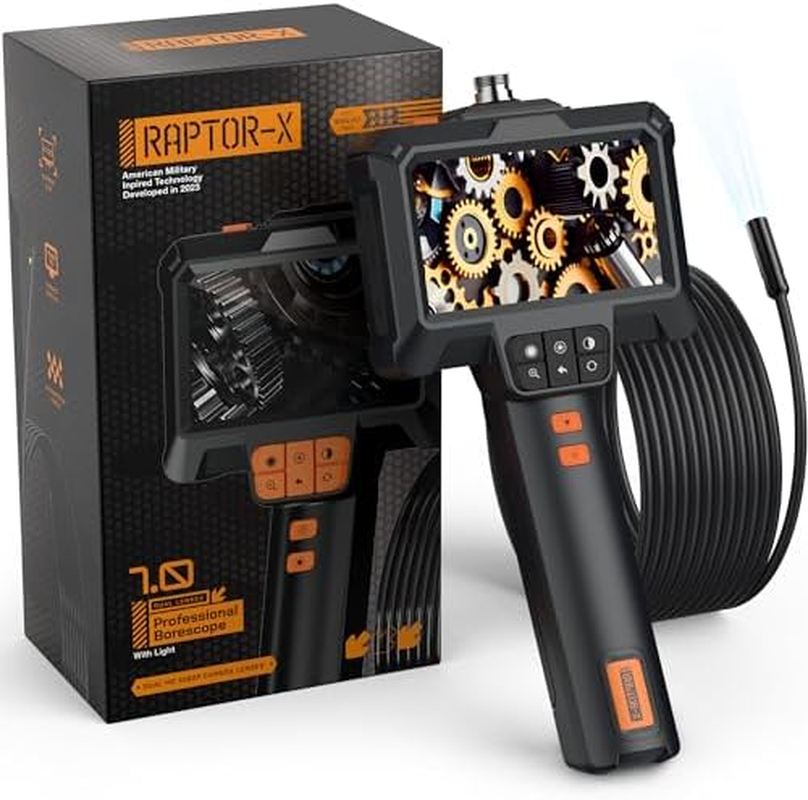 Borescope Inspection Camera Digital Endoscope 1080P Snake LED Light 4.3“ Screen