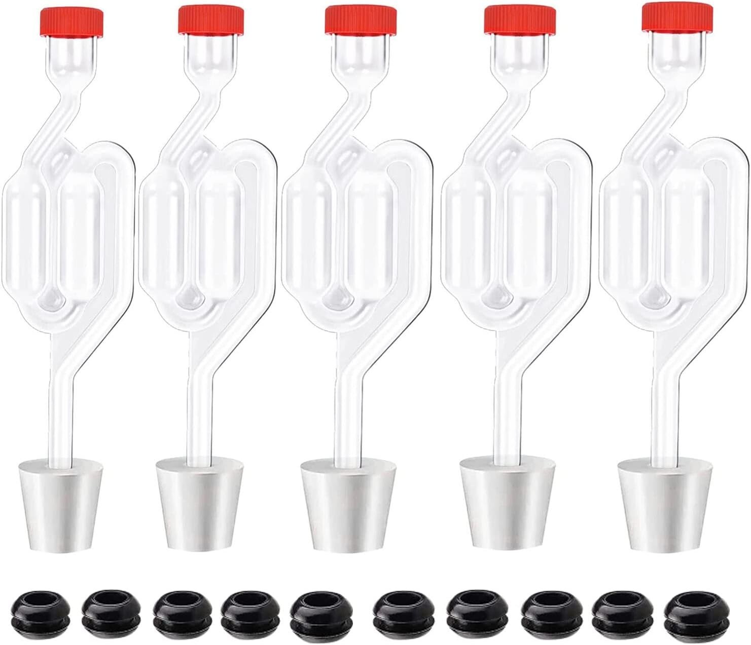 5Ct. S - Shape Airlock with # 6 Stopper 5Pcs& Grommets 10Pcs,Bubble Fermentation