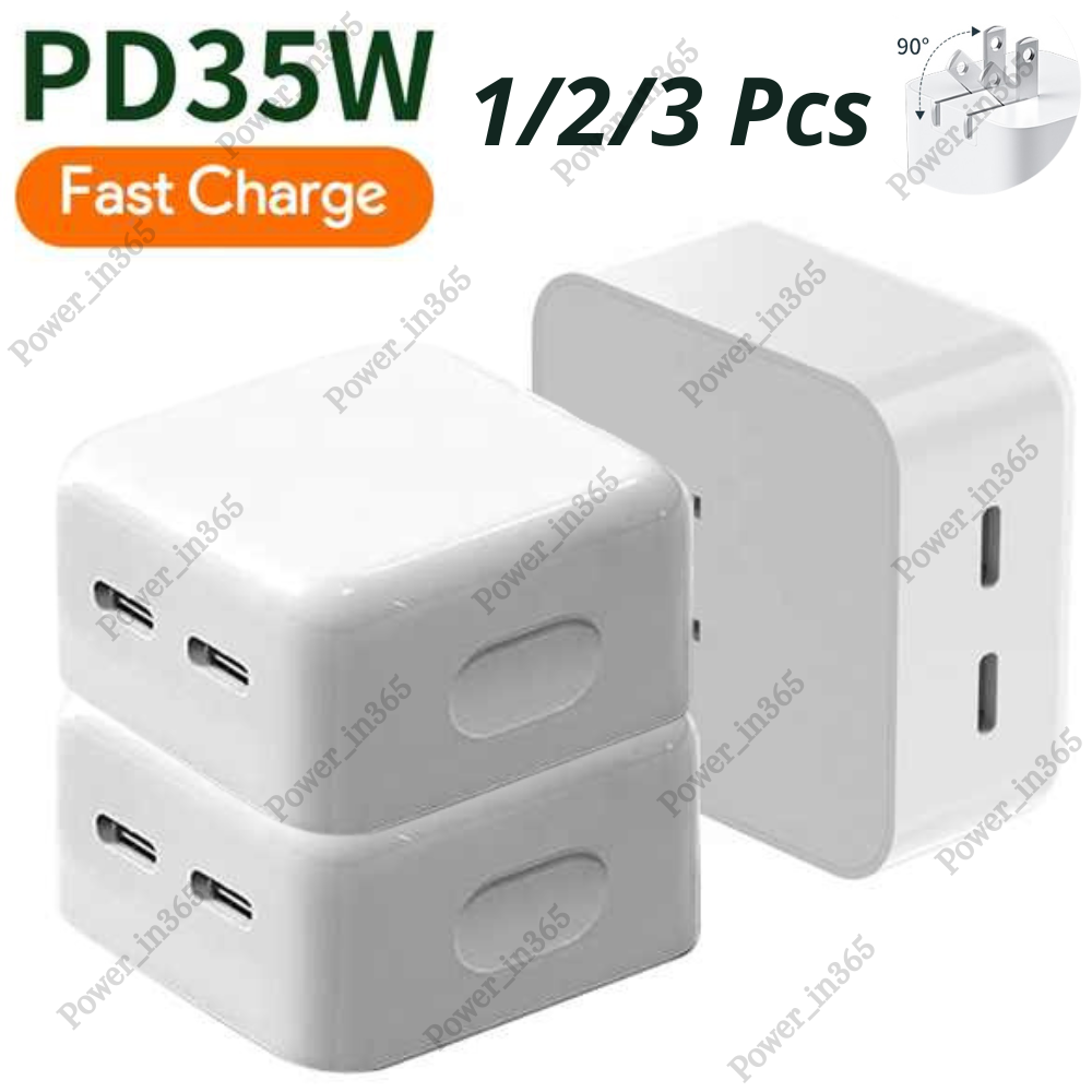 35W Dual USB-C Fast Charger Type C Power Adapter For Android iPhone iPad Macbook