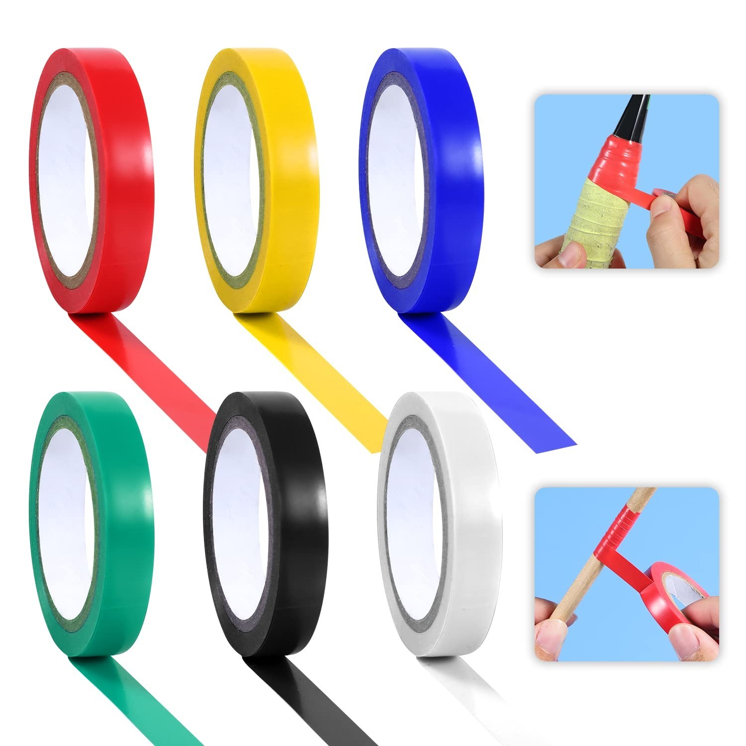 6 Rolls Drum Stick Tape Wrap, 0.4in x 10.9yd PVC Non-Slip Drumstick Grips Tap...