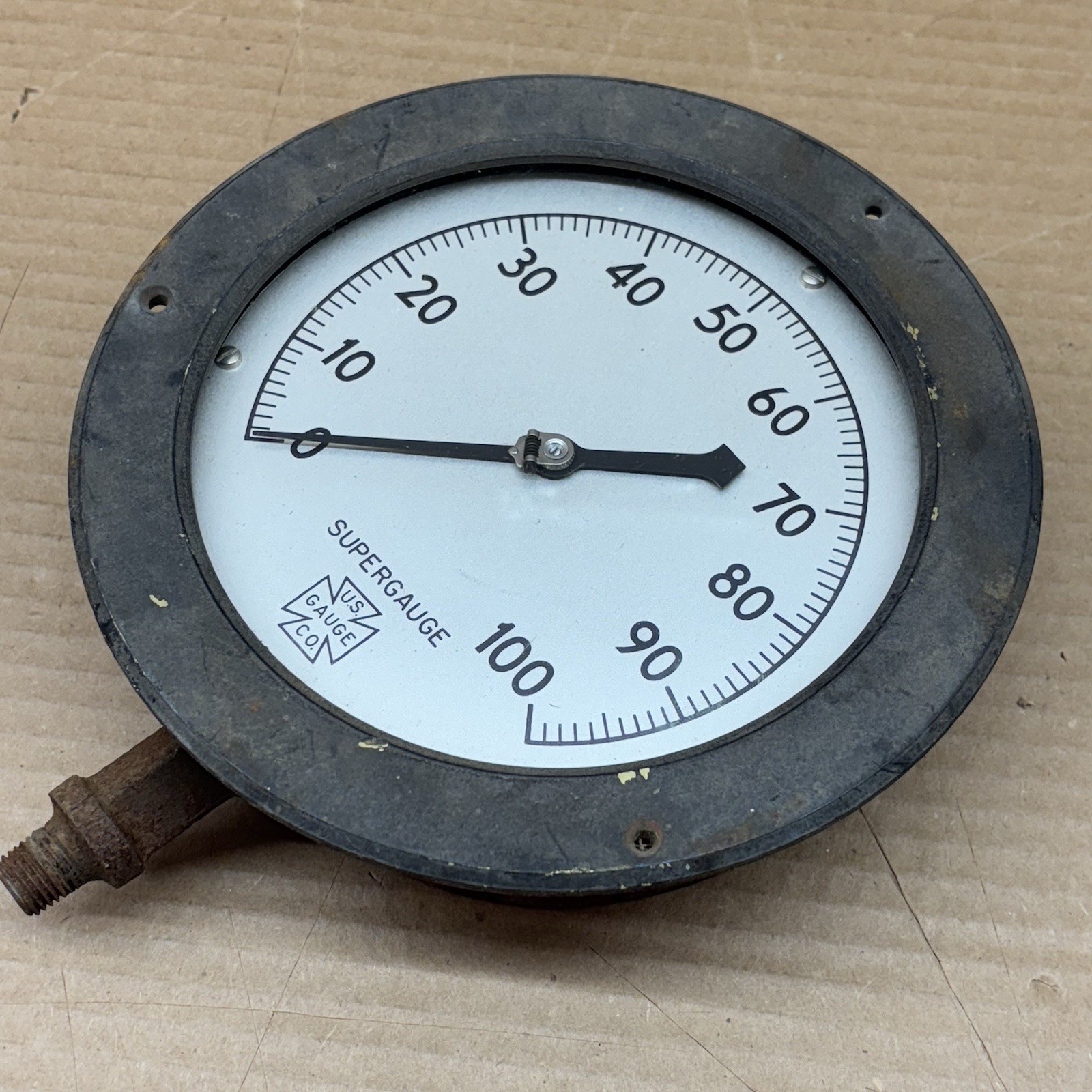 Antique Vintage Steam Pressure Gauge 7.5” U.S. Gauge Co. SUPERGAUGE 10861