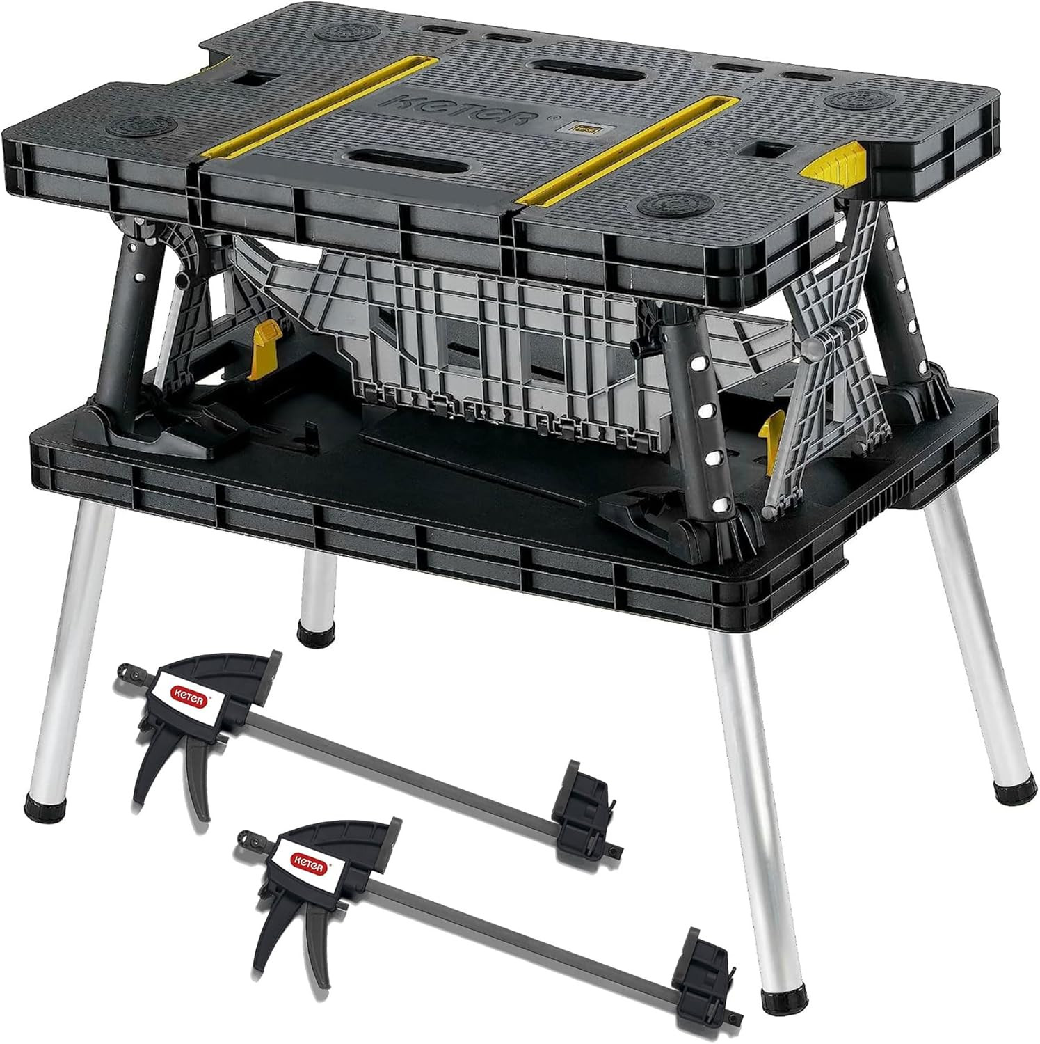 Heavy-Duty Folding Workbench with 1,000 Pound Capacity - Foldable Work Table for