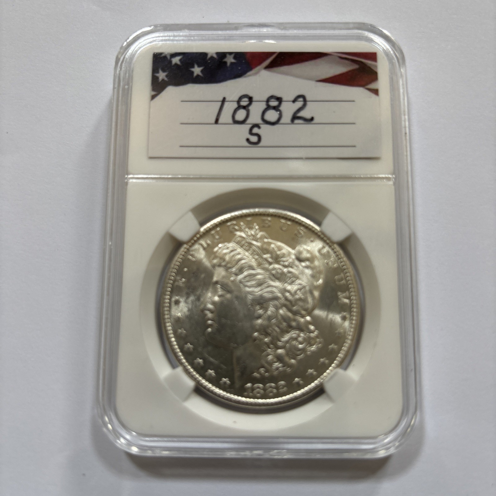 1882-S Morgan Silver Dollar $1 BU Brilliant Uncirculated Raw in NGC Style Holder