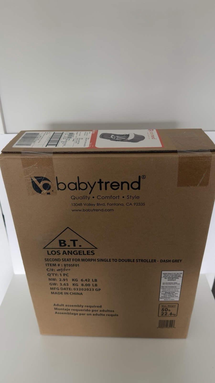 Morph Single to Double Stroller Second Seat, Dash Grey